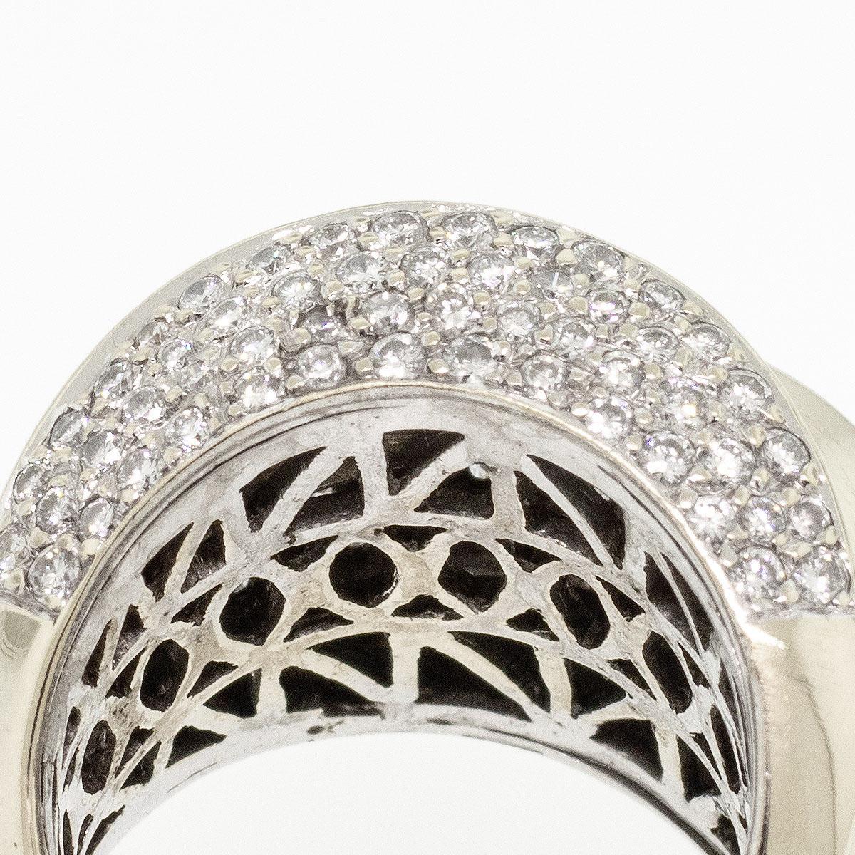 Women's Free Form Diamond Pave Wide Ring 18k Rarat  For Sale