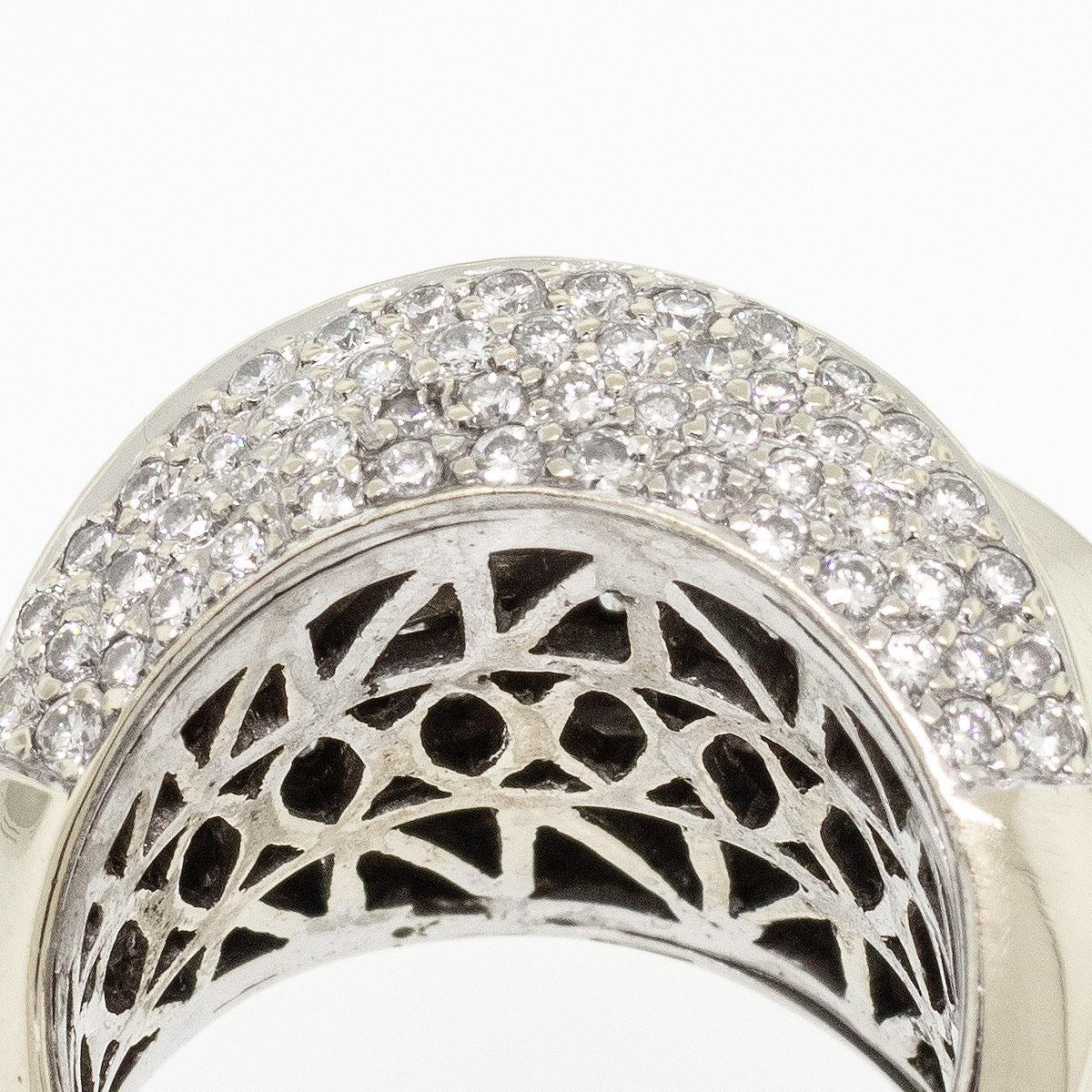 Freie Form Diamant Pave Wide Ring 18k Rarat Damen im Angebot