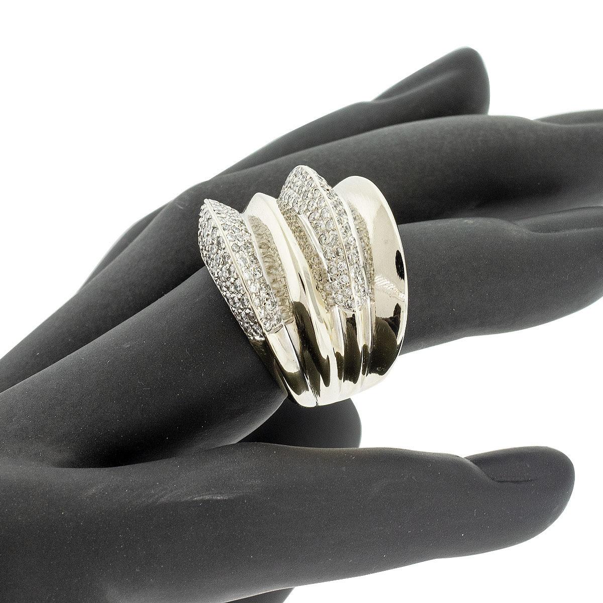 Freie Form Diamant Pave Wide Ring 18k Rarat im Angebot 1