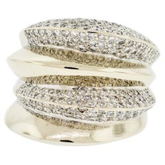 Freie Form Diamant Pave Wide Ring 18k Rarat 