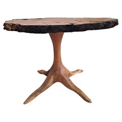 Free Form Edge Elm Burl Side / End Table