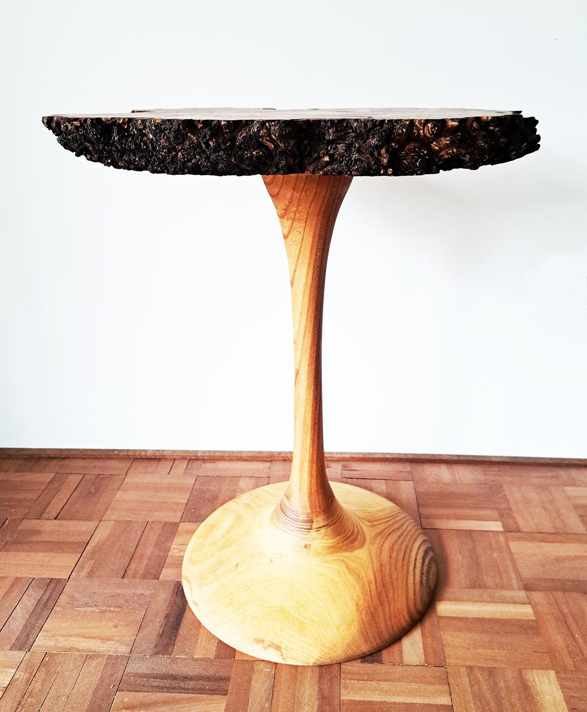 Free-Form Elm burl wood Side / End Table For Sale 2