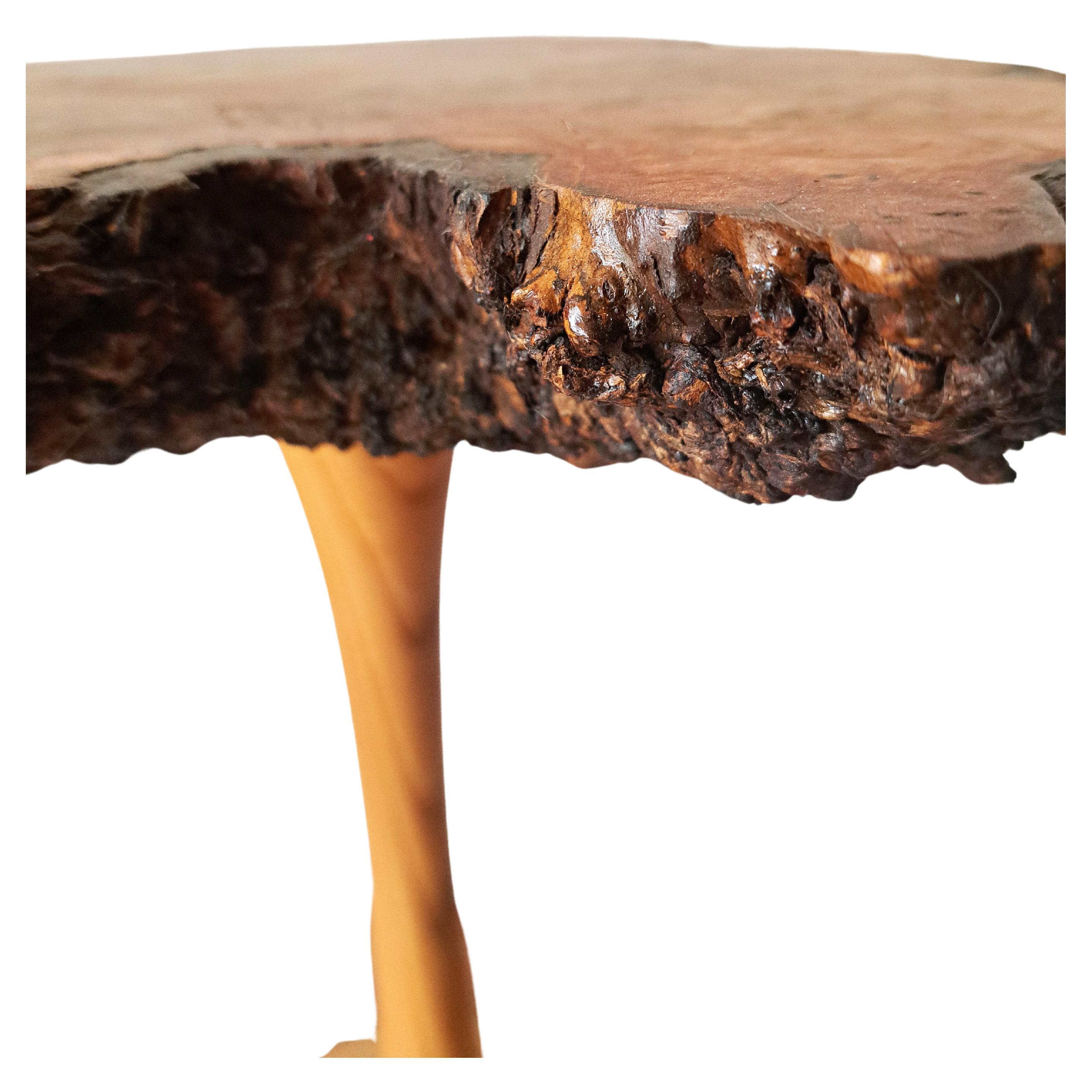 American Craftsman Free-Form Elm burl wood Side / End Table For Sale