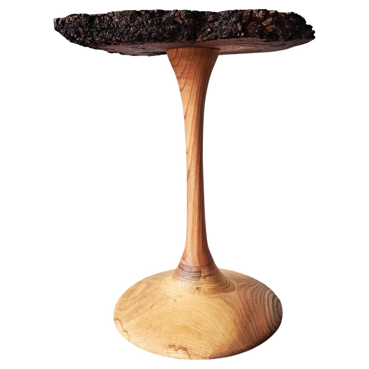 British Free-Form Elm burl wood Side / End Table For Sale
