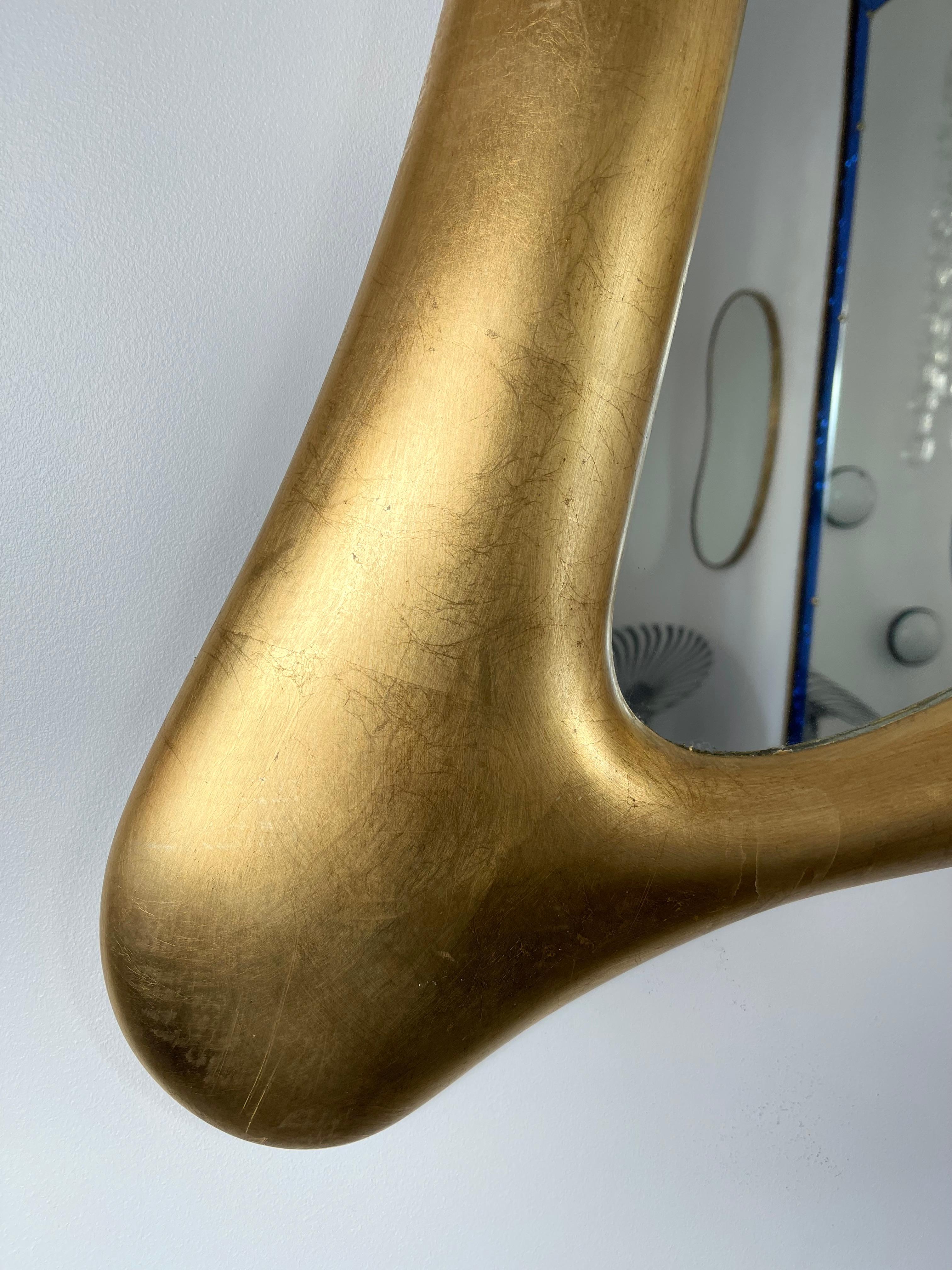 Italian Free Form Gold Leaf Mirror by Banci. Italy, 1990s