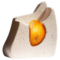 Free-Form Lamp Cellular Concrete and Agate, France 1970s