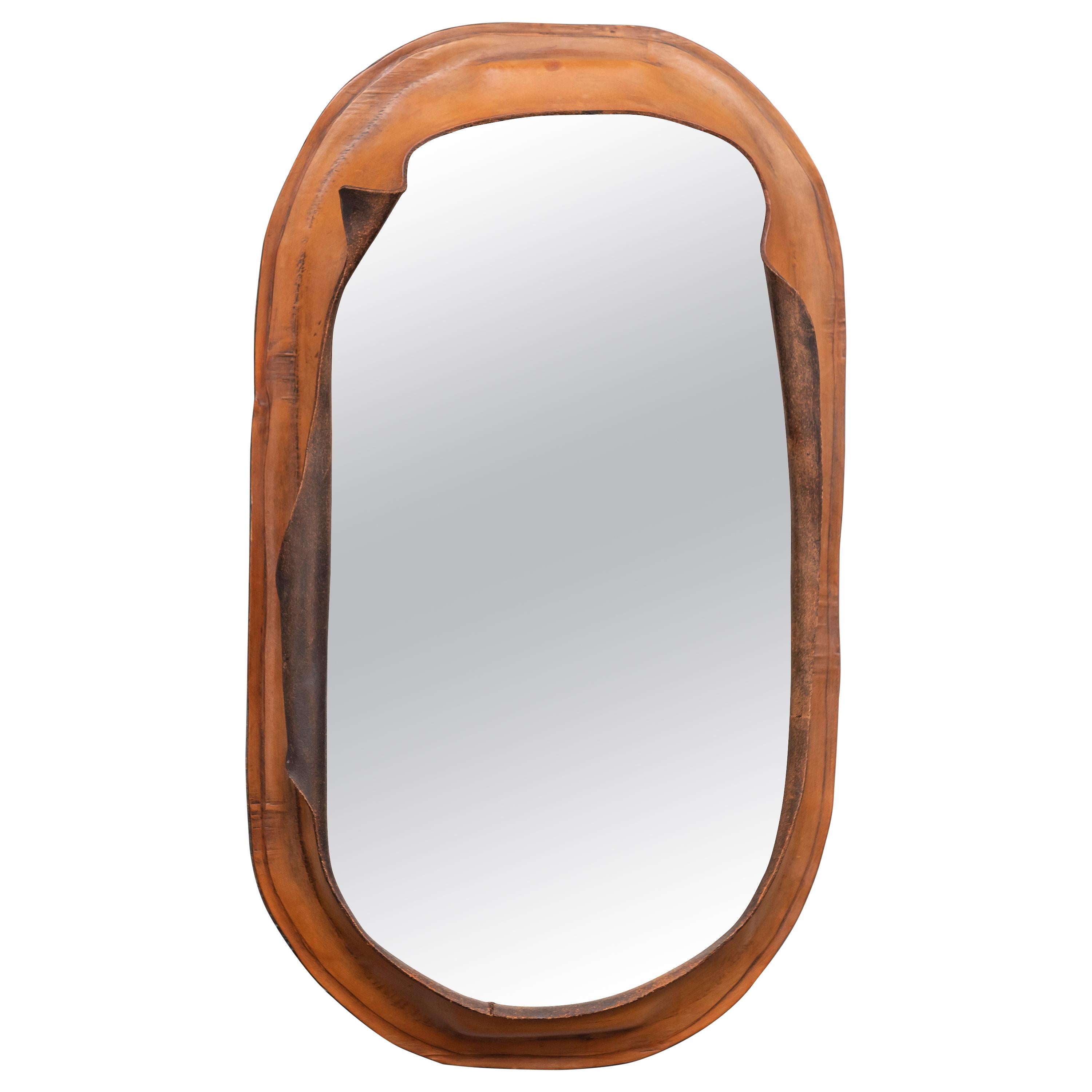 Free Form Leather Wall Mirror