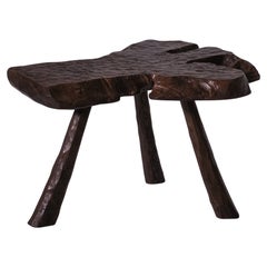 Free Form Live Edge Wooden Side Table, 1970s