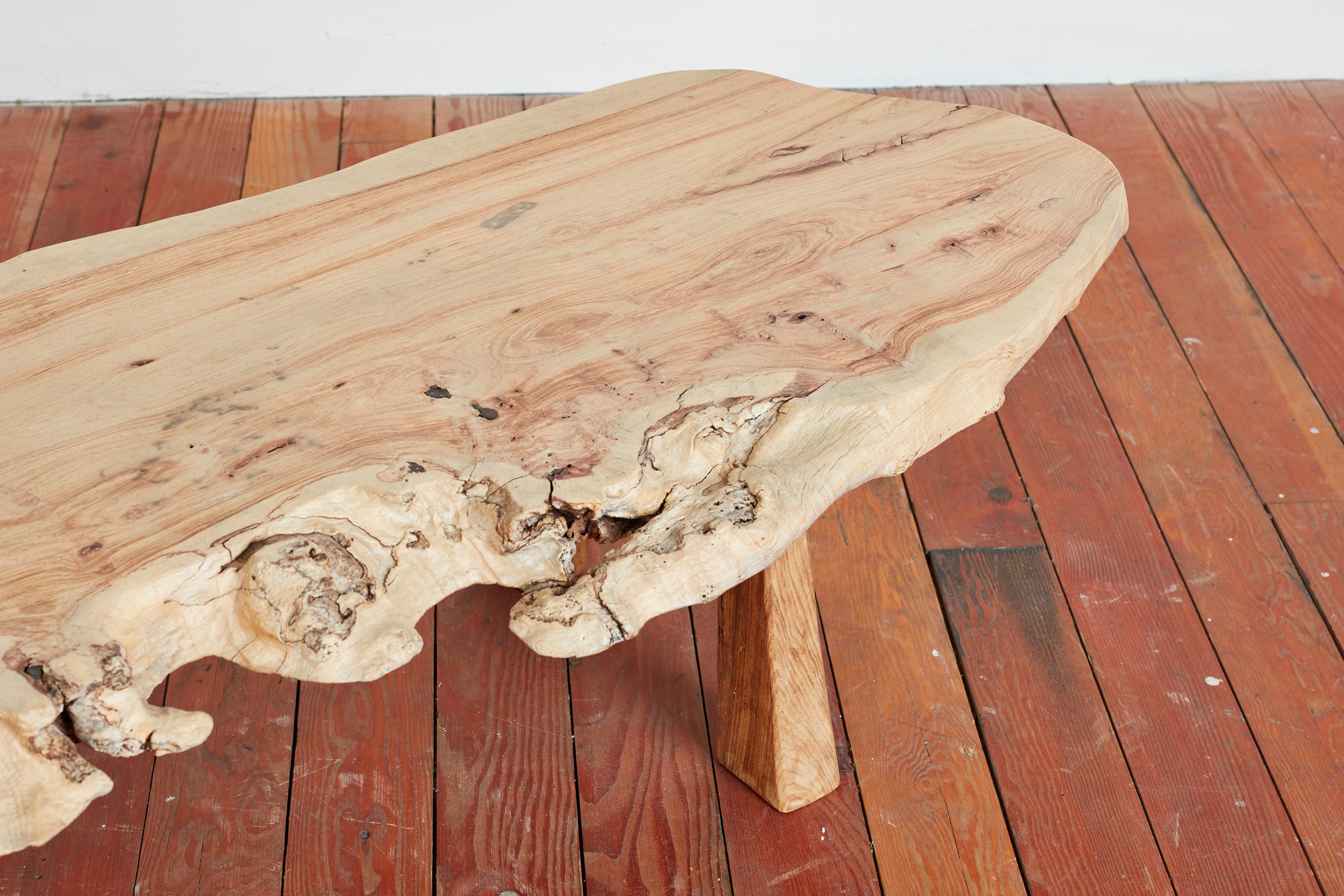 French Free Form Olive Wood Coffee Table / Bench For Sale