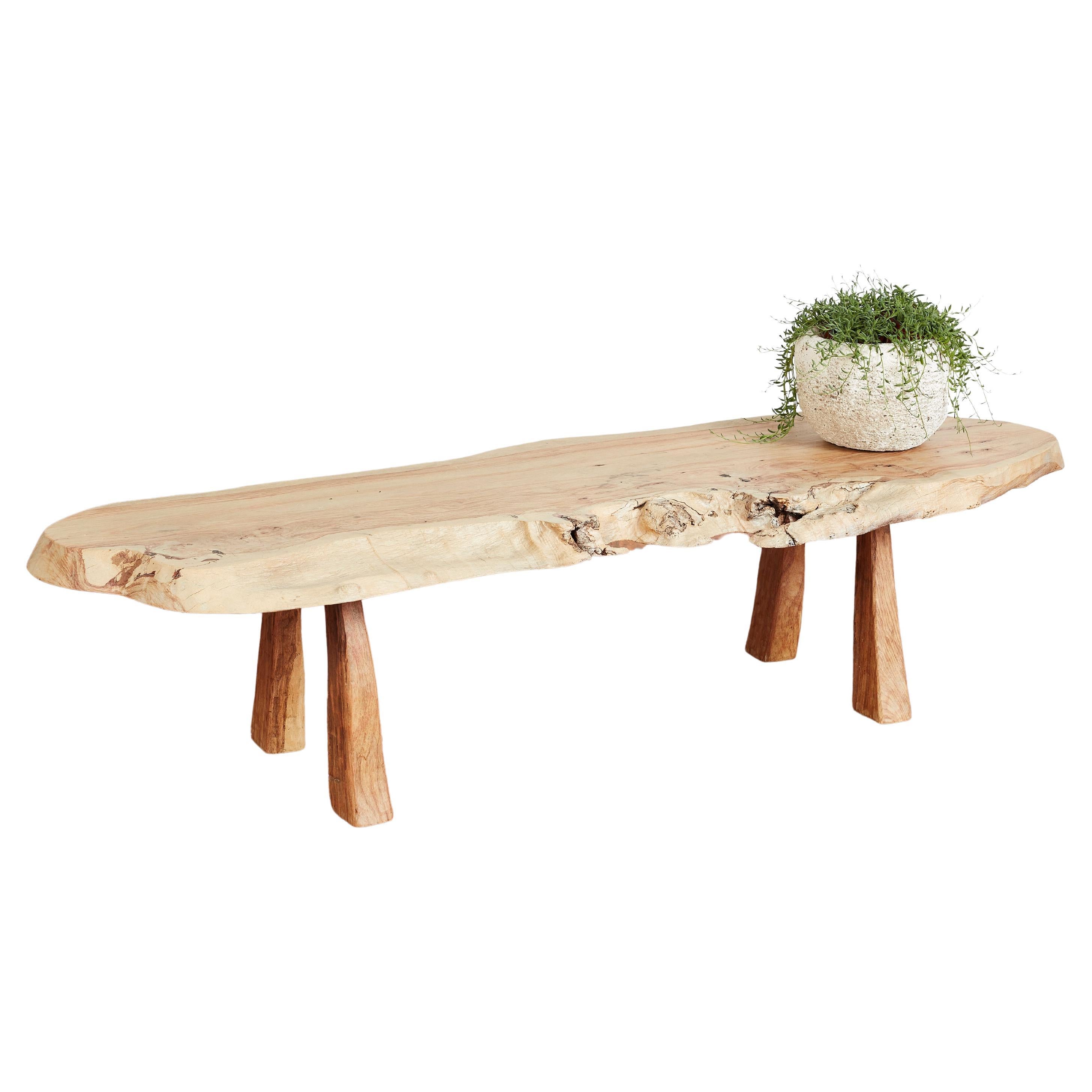 Table basse / banc Free Form en bois d'olivier