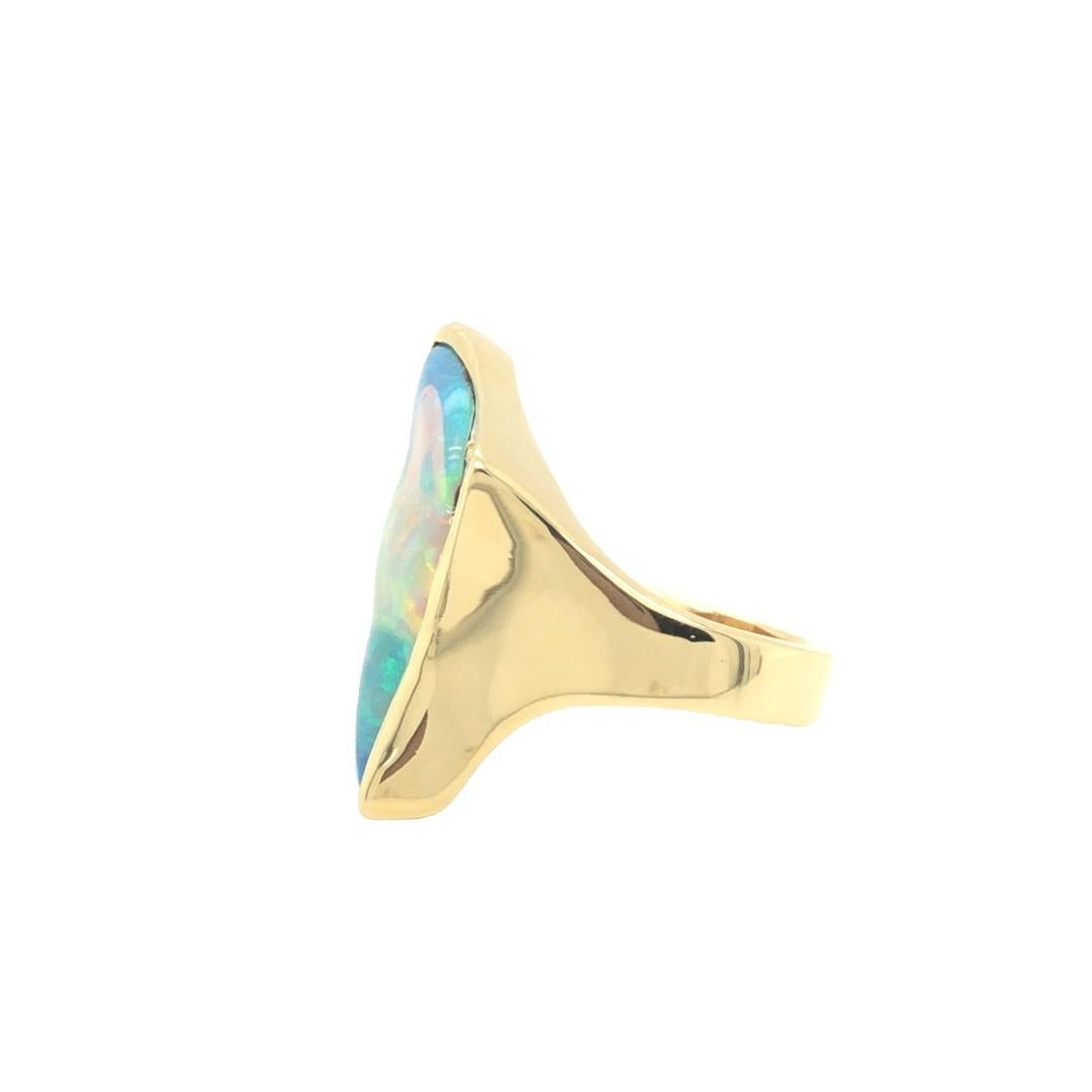 Free Form Opal and Diamond Statement Cocktail Ring 18K Yellow Gold In Excellent Condition For Sale In beverly hills, CA
