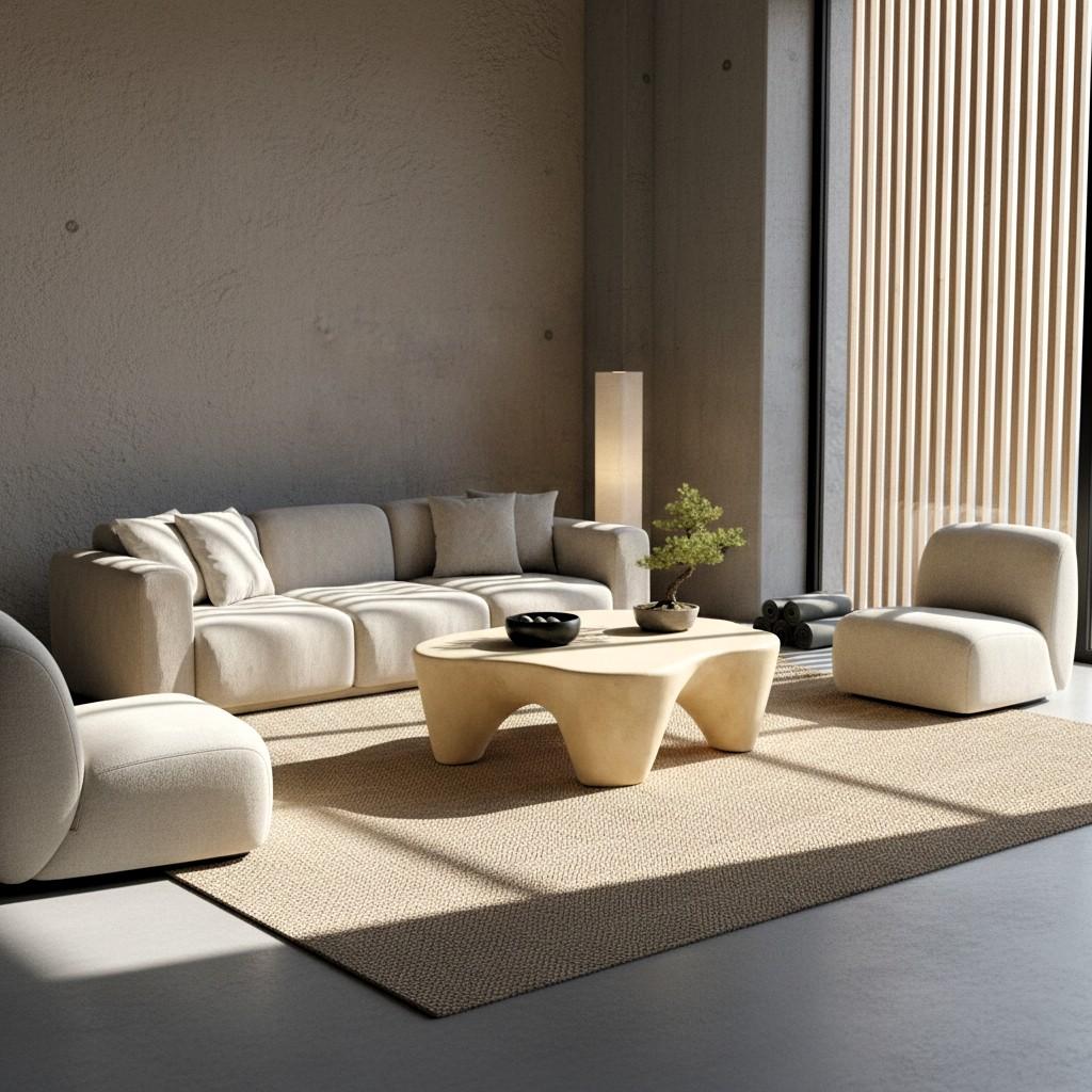 Table basse design Free Form Organic en finition plâtre vieilli Neuf - En vente à NEW YORK, NY