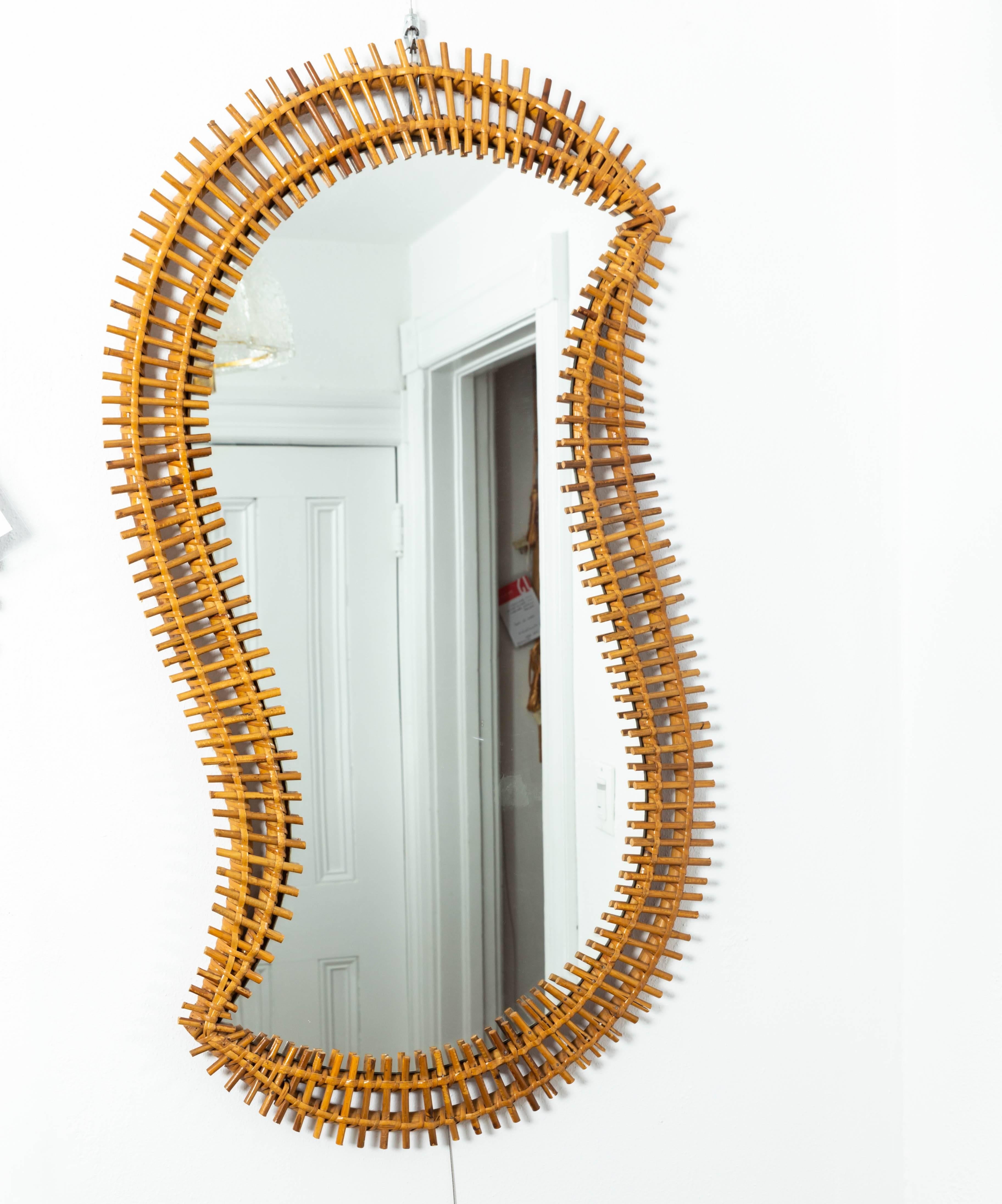 20th Century Free-Form Rattan Surround Mirror