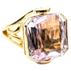 Free Form Rotating 20ct Kunzite Ring in 18k Yellow Gold
