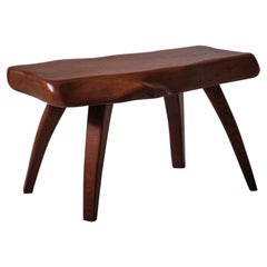 Free Form Side Table in Solid Elm, France, 1960s
