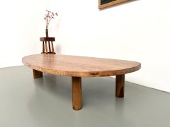 Free-form solid oak coffee table, France, 1950s