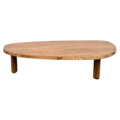 Free-form solid oak coffee table, France, 1950s