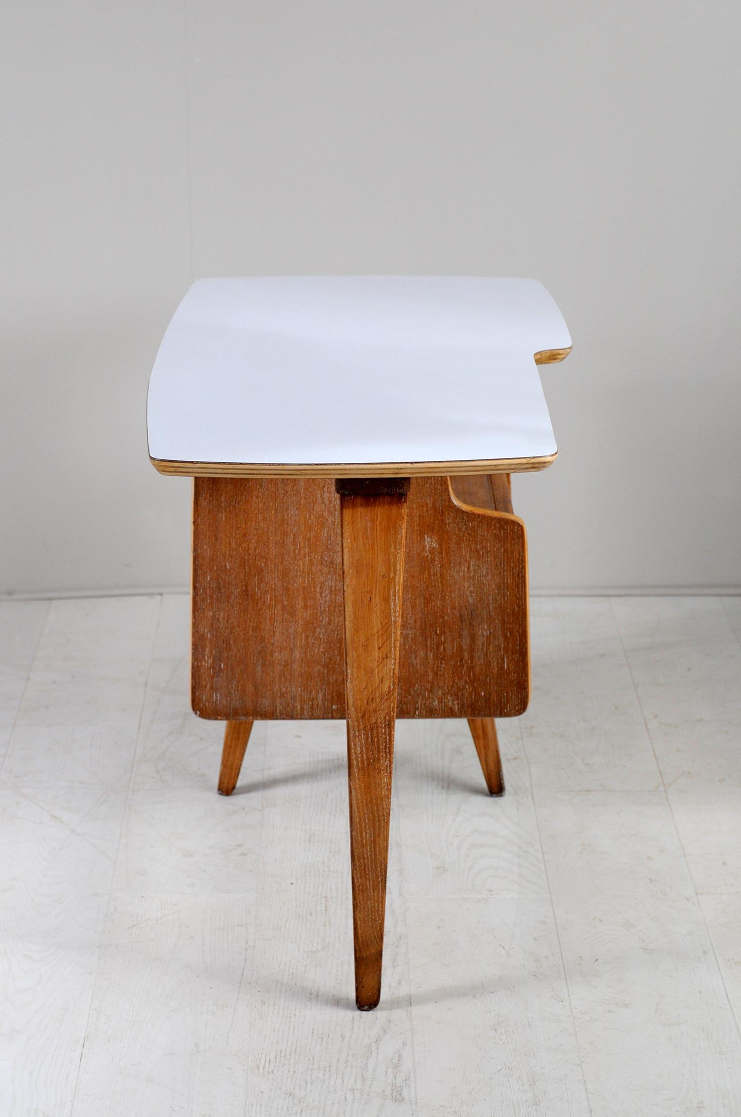 Mid-Century Modern Freeform Tripod Desk Jacques Hauville France, 1950
