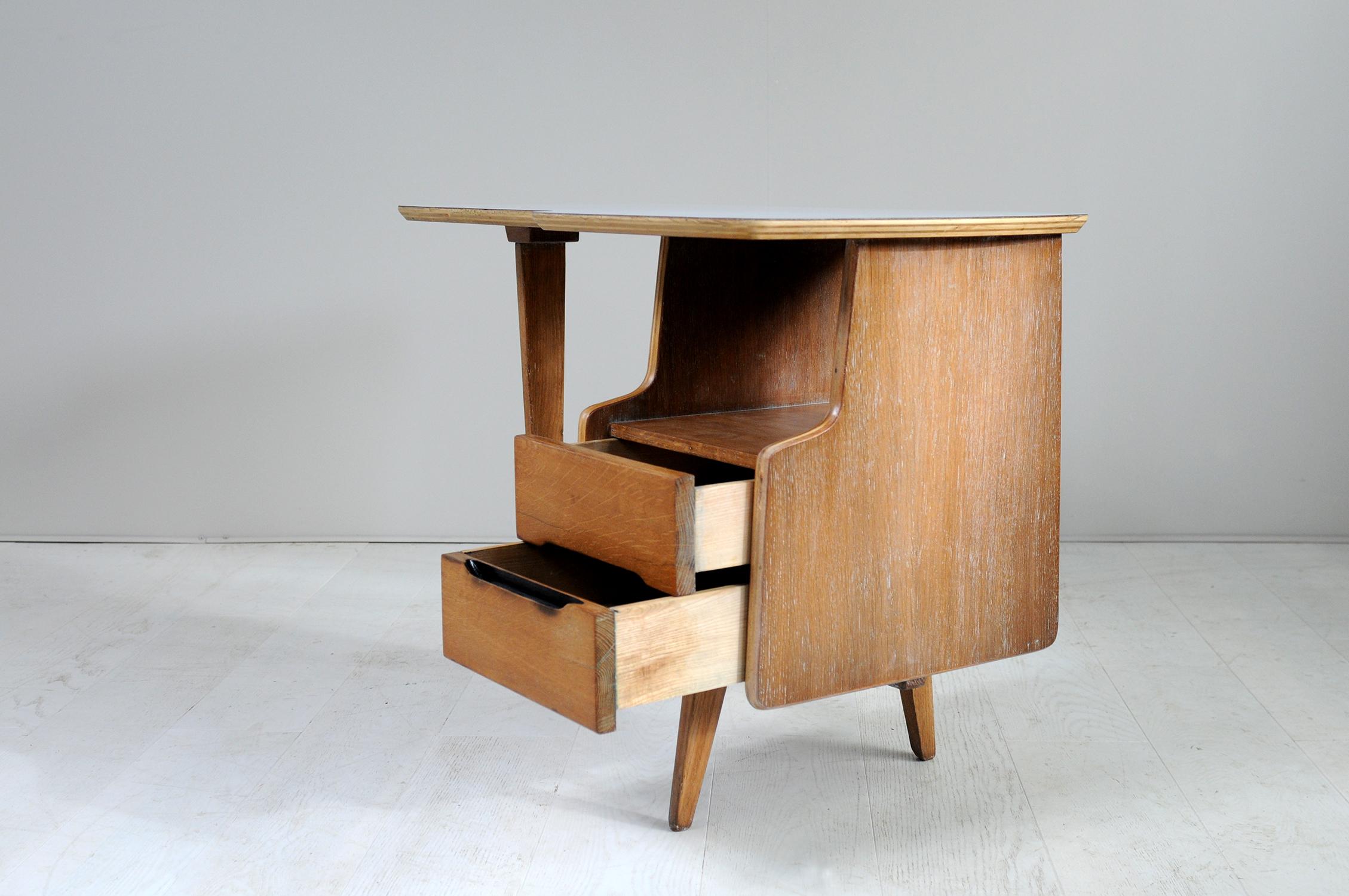 French Freeform Tripod Desk Jacques Hauville France, 1950