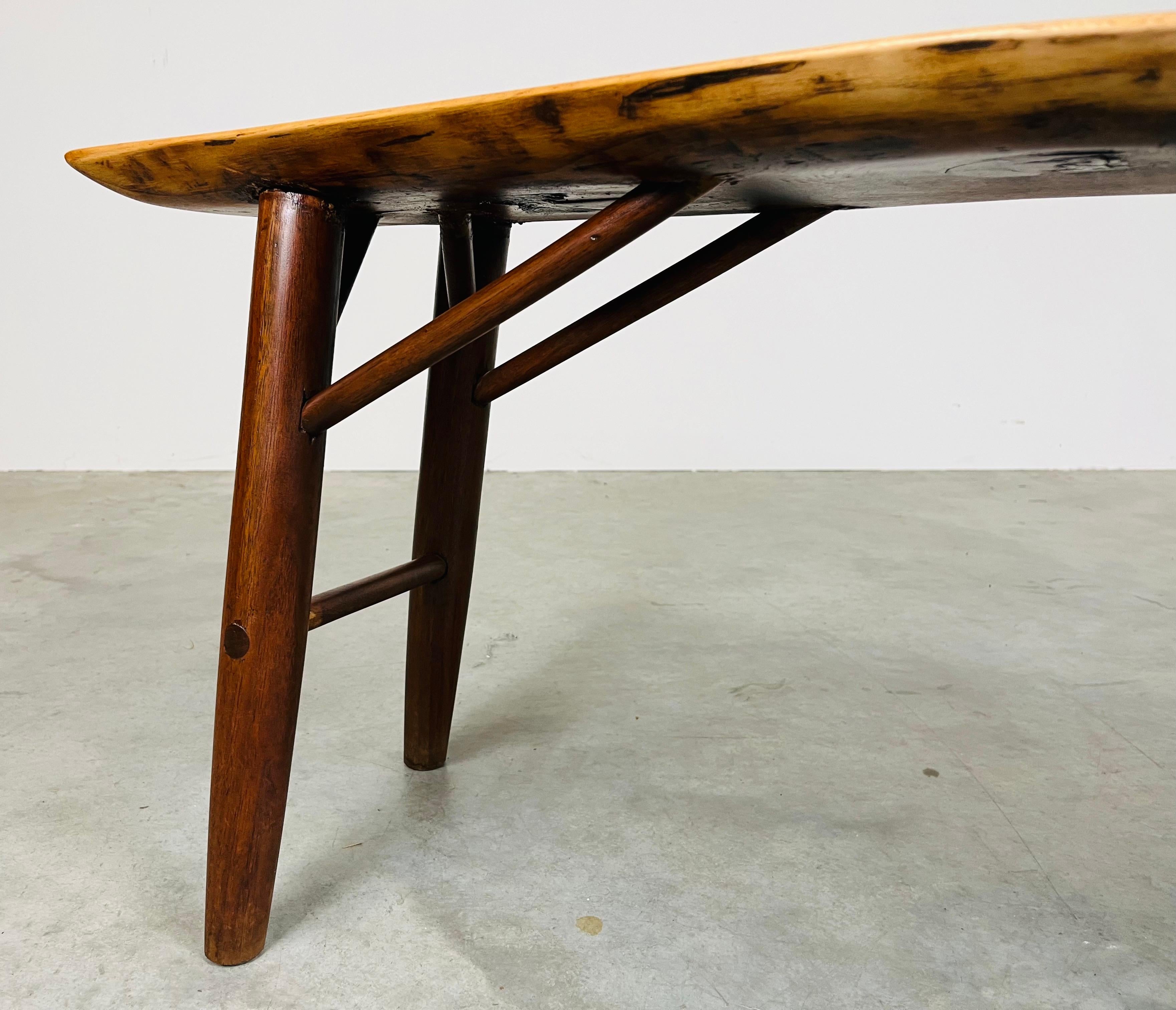 Free-Form Walnut Bench By Herbert Millstone After Phillip Lloyd Powell For Sale 3