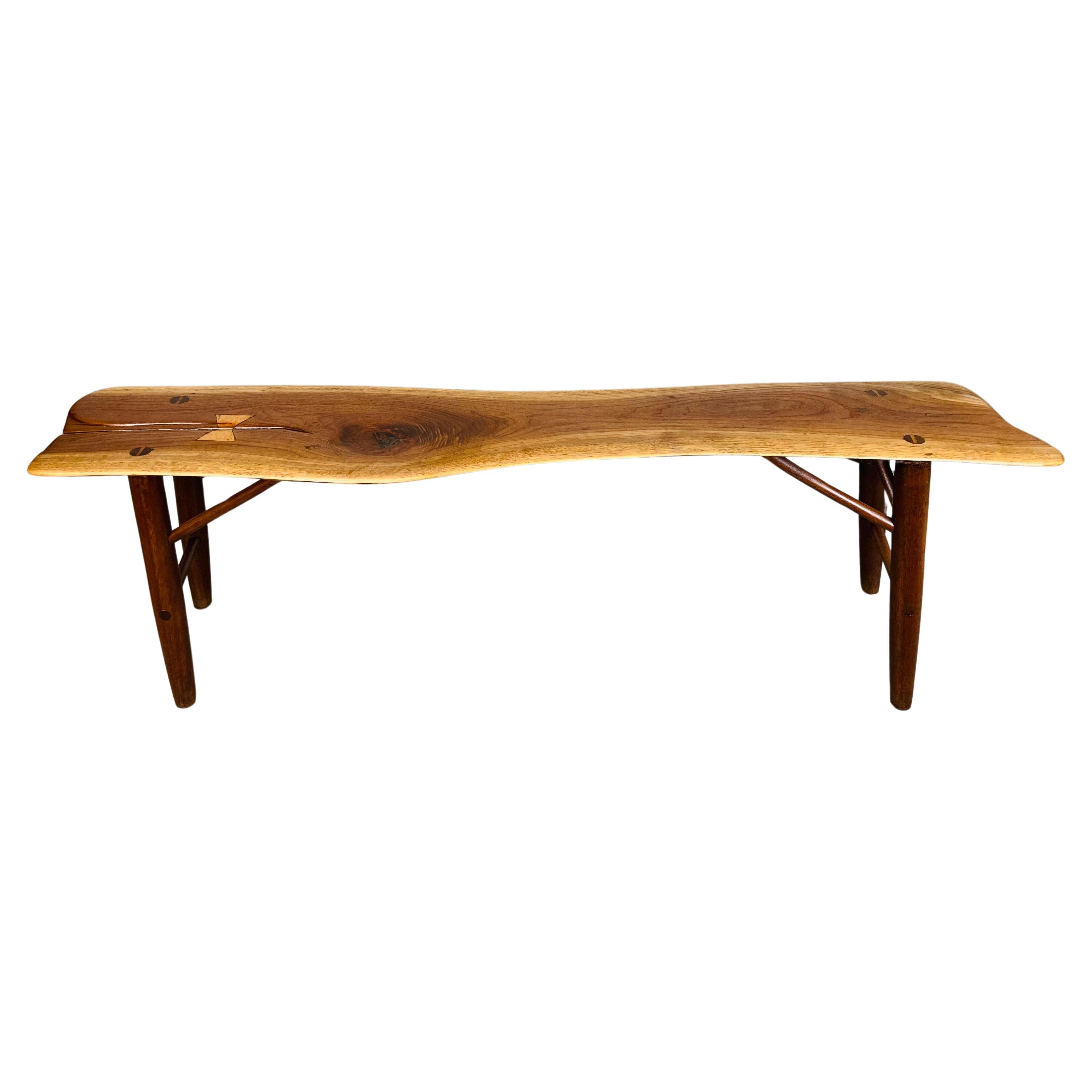 Free-Form Walnut Bench By Herbert Millstone After Phillip Lloyd Powell For Sale