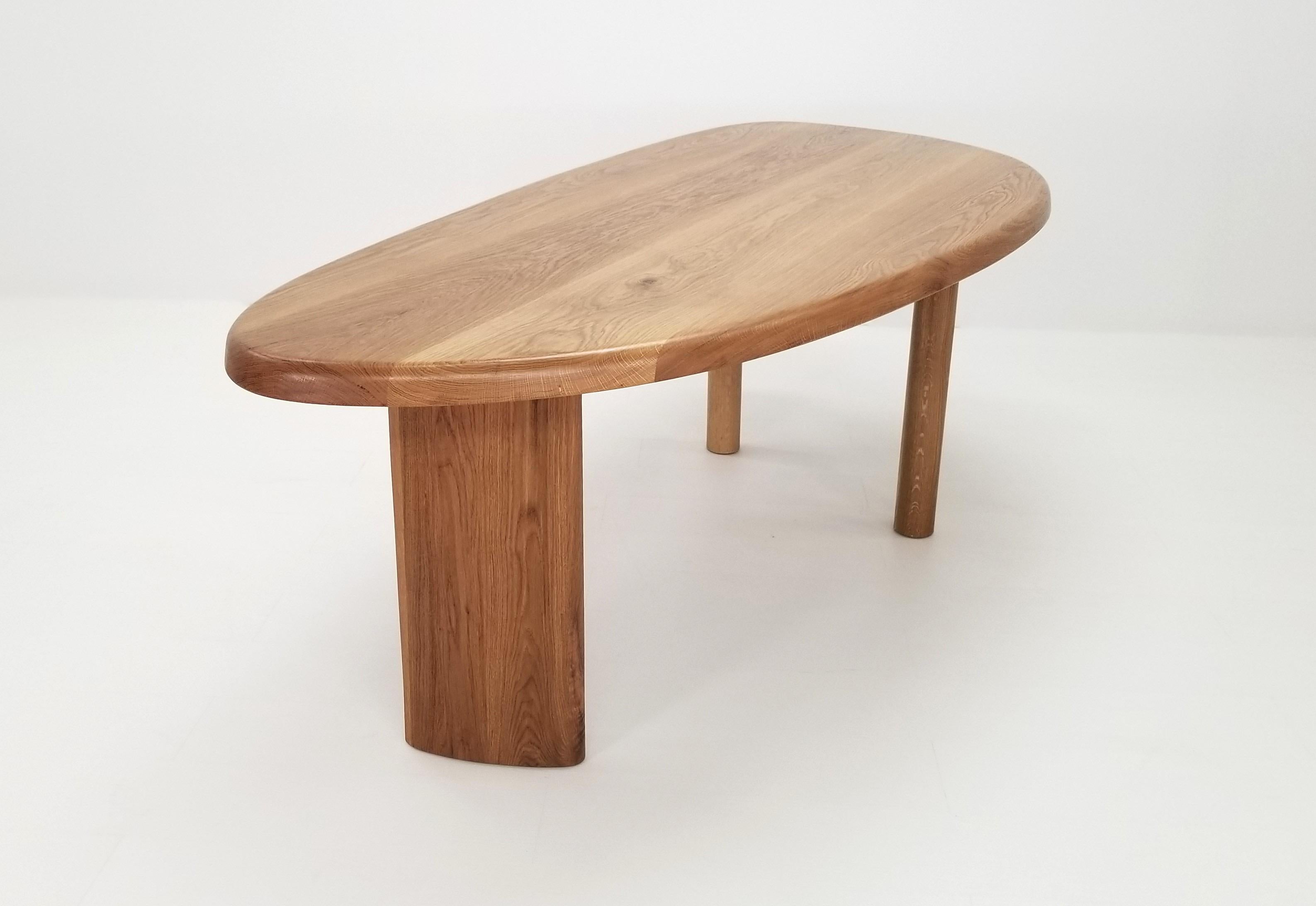 Contemporary Free-Form White Oak Dining Table For Sale