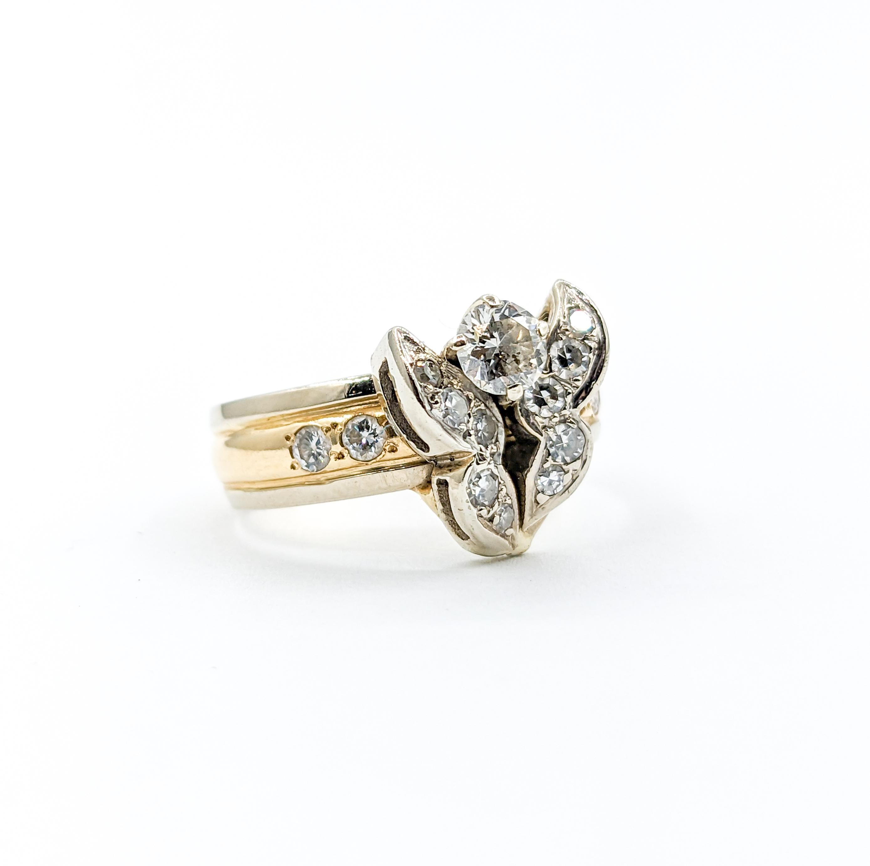 Free Form Wings Diamond Two-Tone Custom Ring In Excellent Condition For Sale In Bloomington, MN