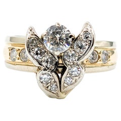 Vintage Free Form Wings Diamond Two-Tone Custom Ring