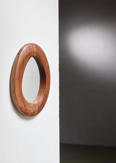 Free-Form Wooden Mirror, France, 1950s