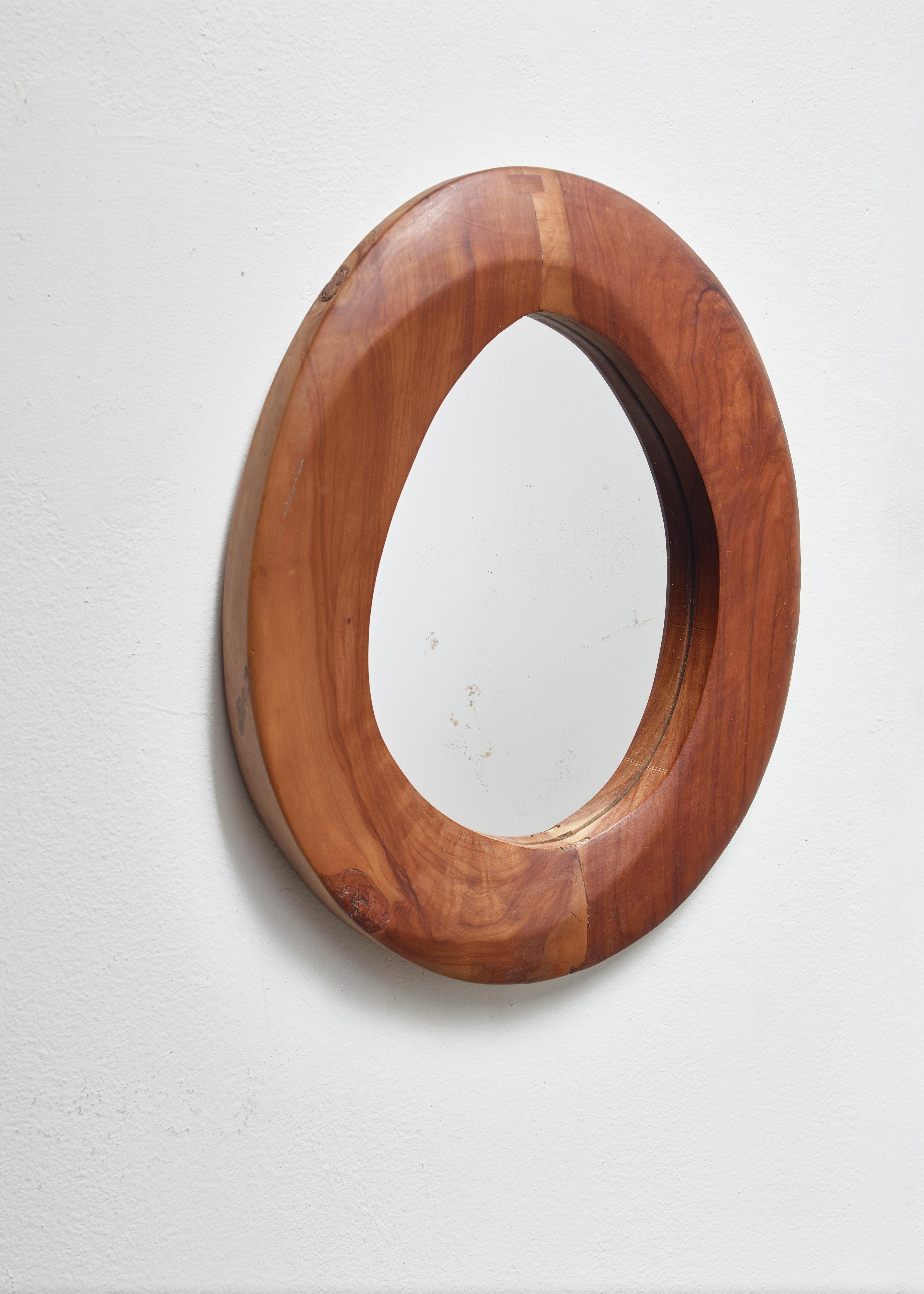 French Free-Form Wooden Mirror, France, 1950s For Sale