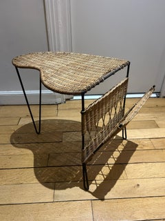 Freiform-Tisch aus Weidengeflecht und Metall von Raoul Guys, 1950er Jahre