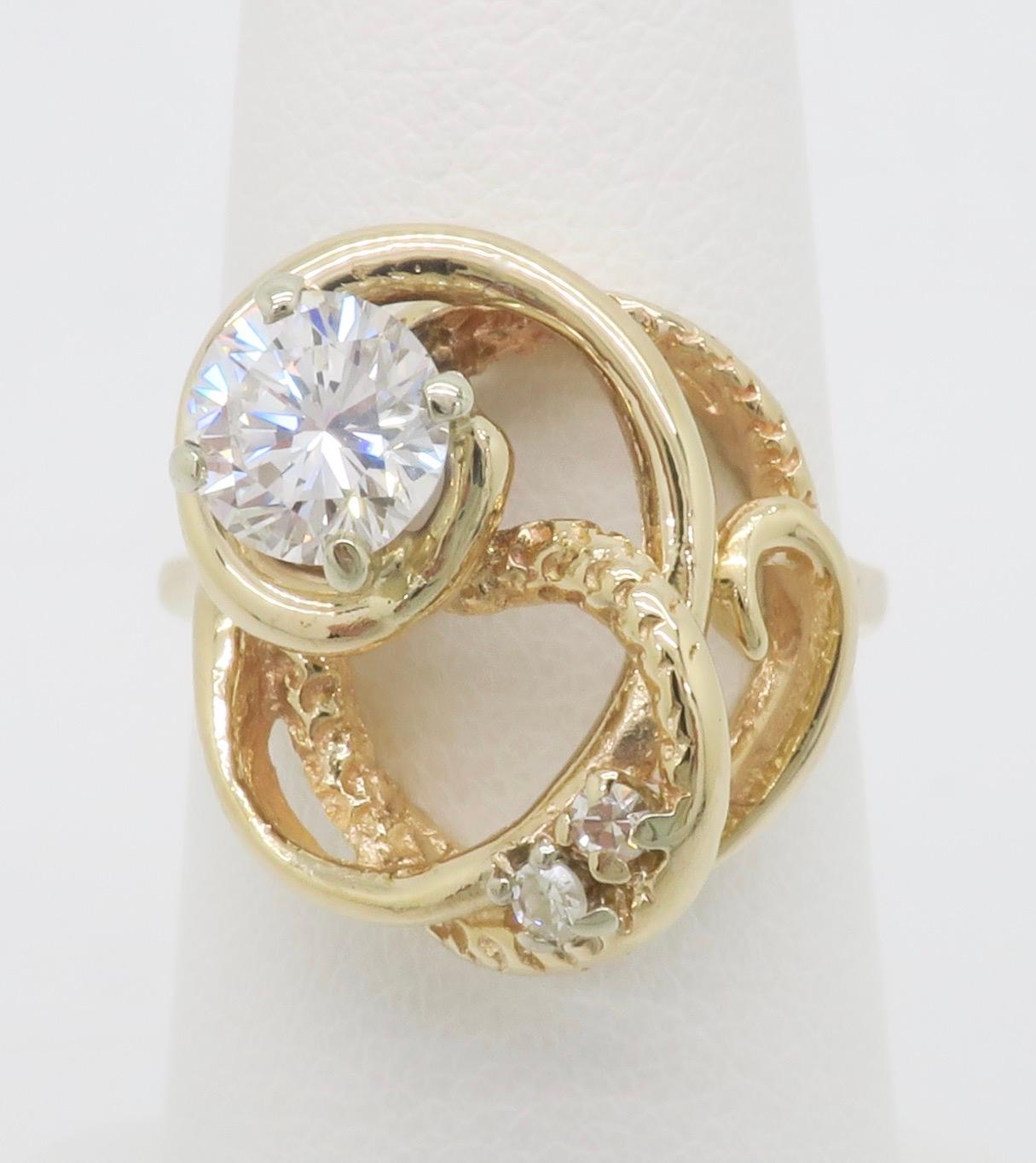 Free Form Yellow Gold Diamond Ring For Sale 5