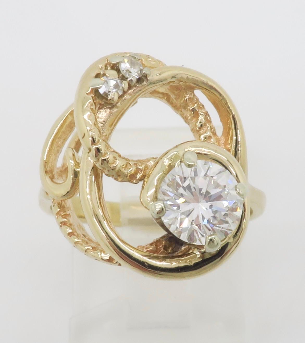 Free Form Yellow Gold Diamond Ring For Sale 6