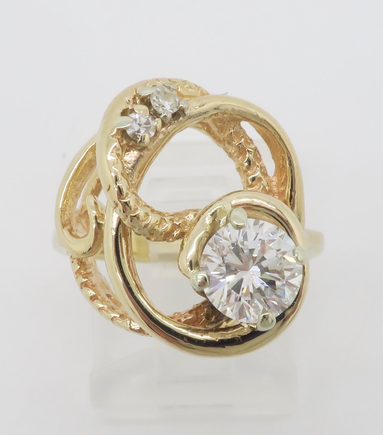 Free Form Yellow Gold Diamond Ring For Sale 7