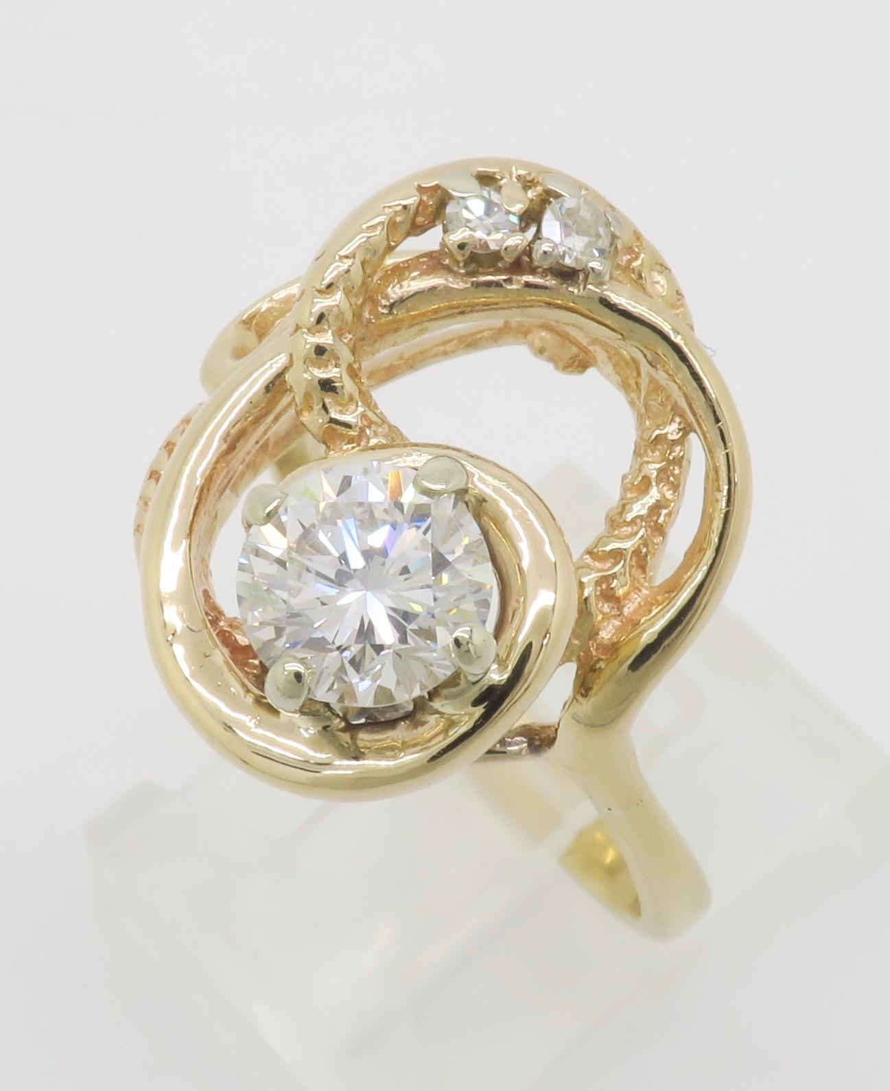 Free Form Yellow Gold Diamond Ring For Sale 8