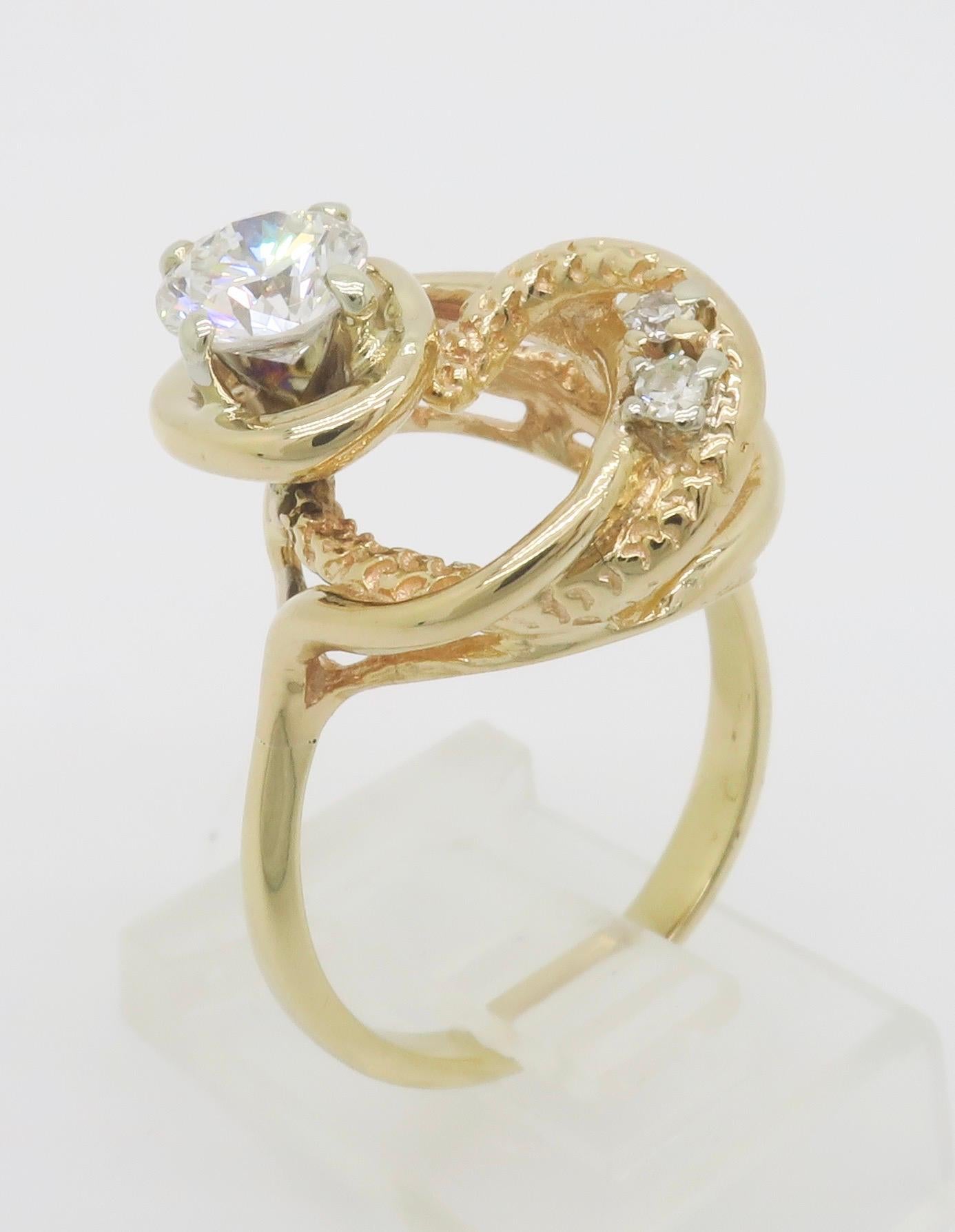 Free Form Yellow Gold Diamond Ring For Sale 9