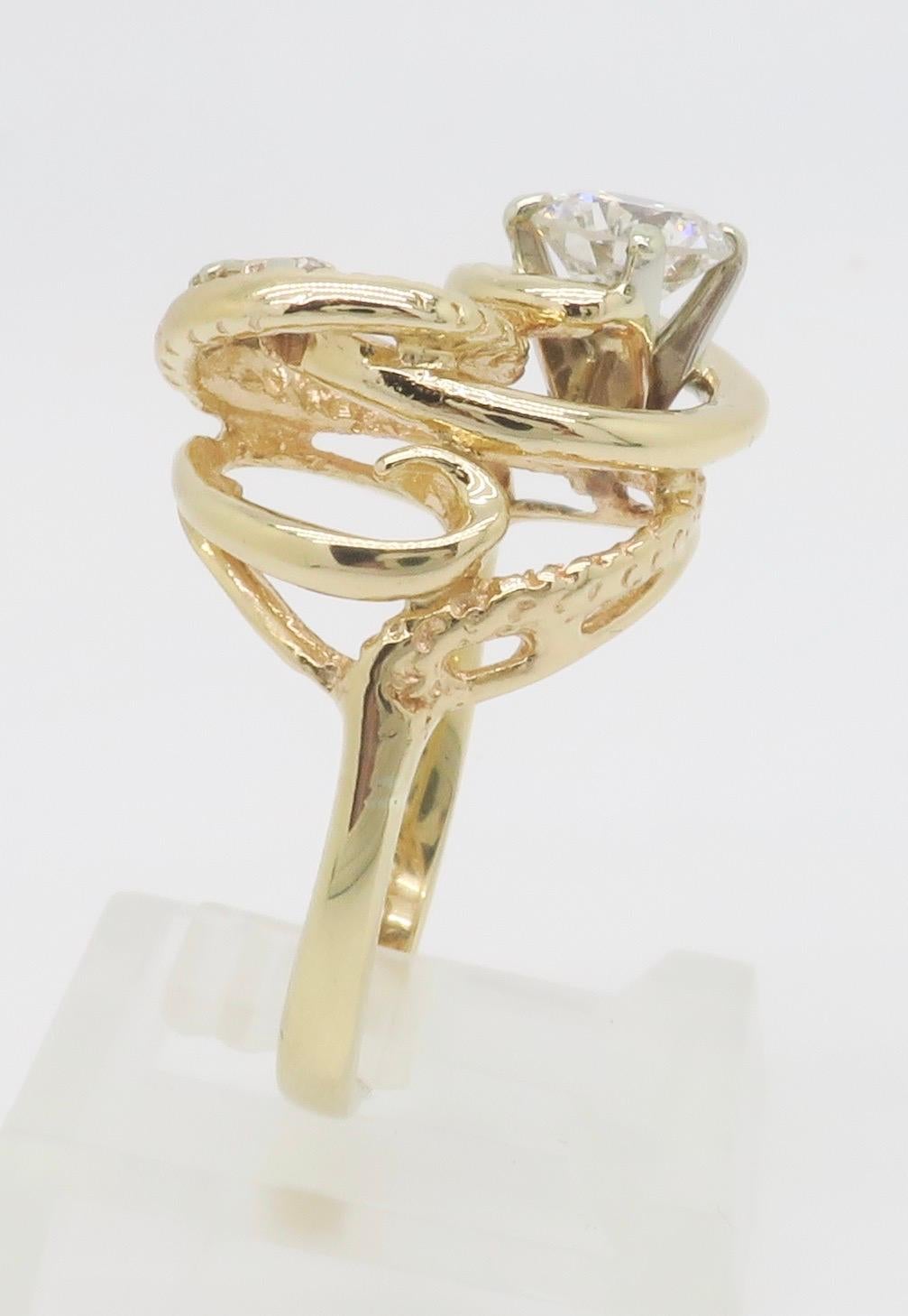 Free Form Yellow Gold Diamond Ring For Sale 11