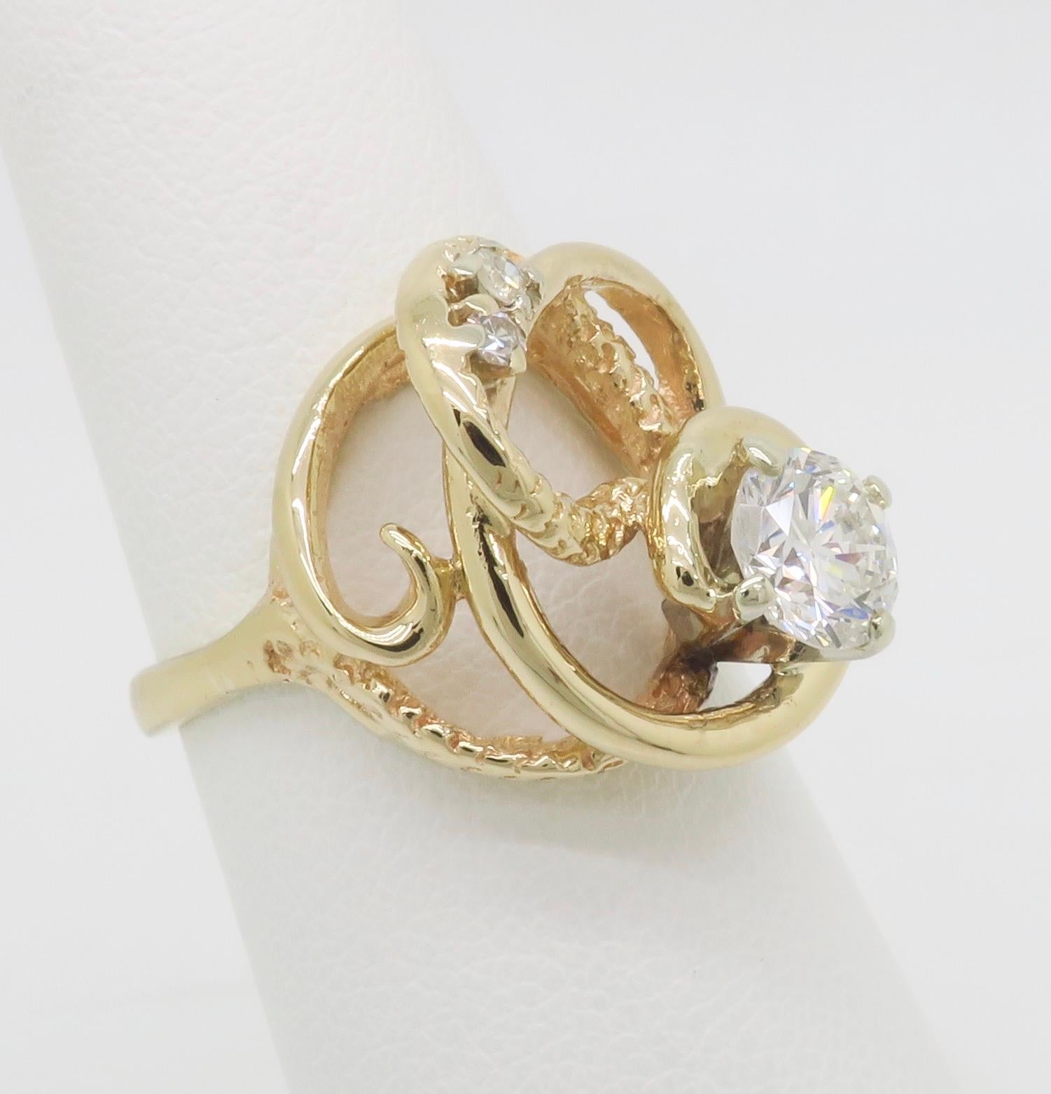 Free Form Yellow Gold Diamond Ring For Sale 1