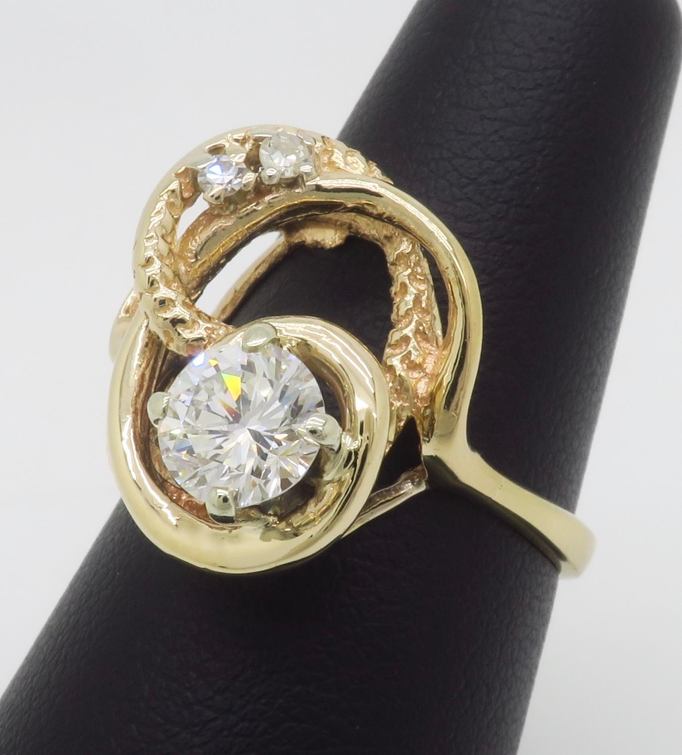 Free Form Yellow Gold Diamond Ring For Sale 3