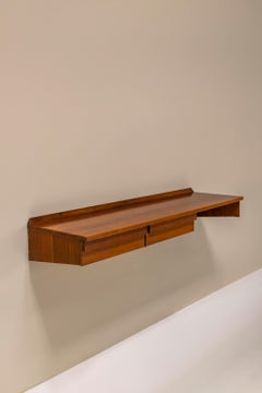Free-hanging Console or Desk In Walnut, Italy 1960's