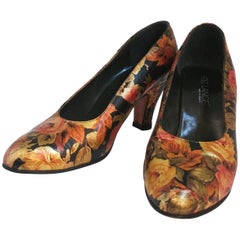 Free Lance Metallic Floral Heels, 1980er Jahre