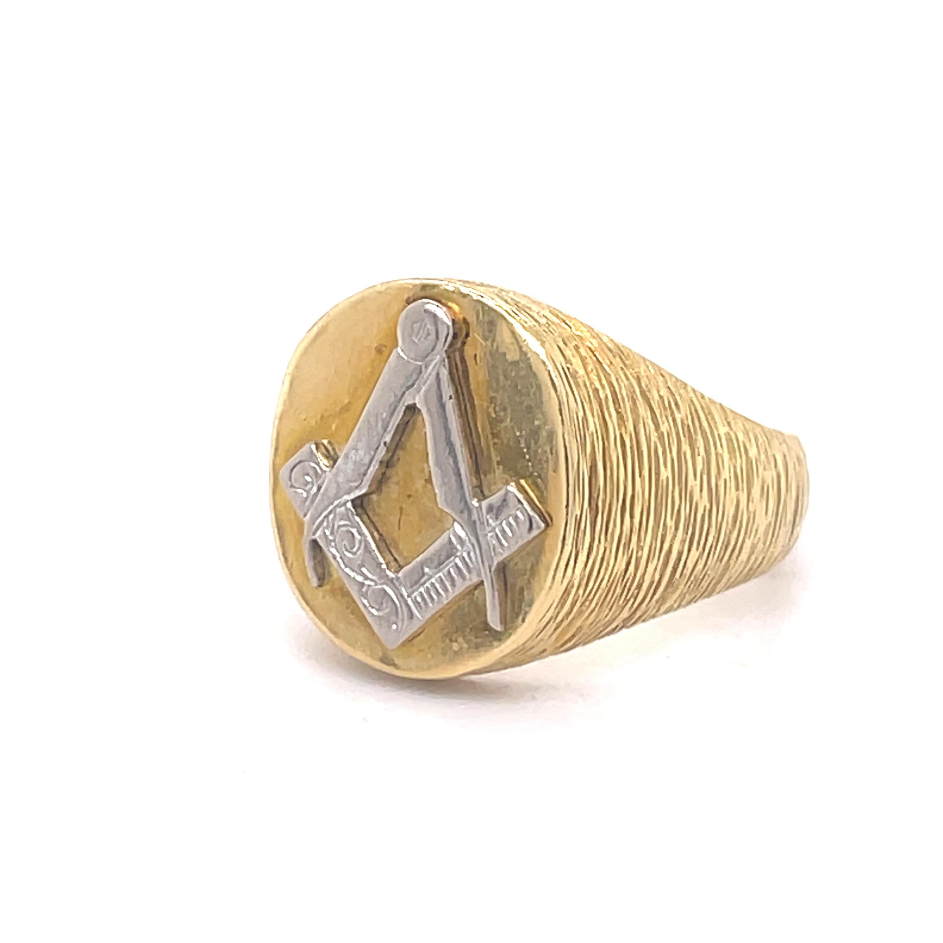 Bague Free Masons rose - Bijoux Kutchinsky, or jaune 18 carats, symbole de freemasons Excellent état - En vente à Ramat Gan, IL