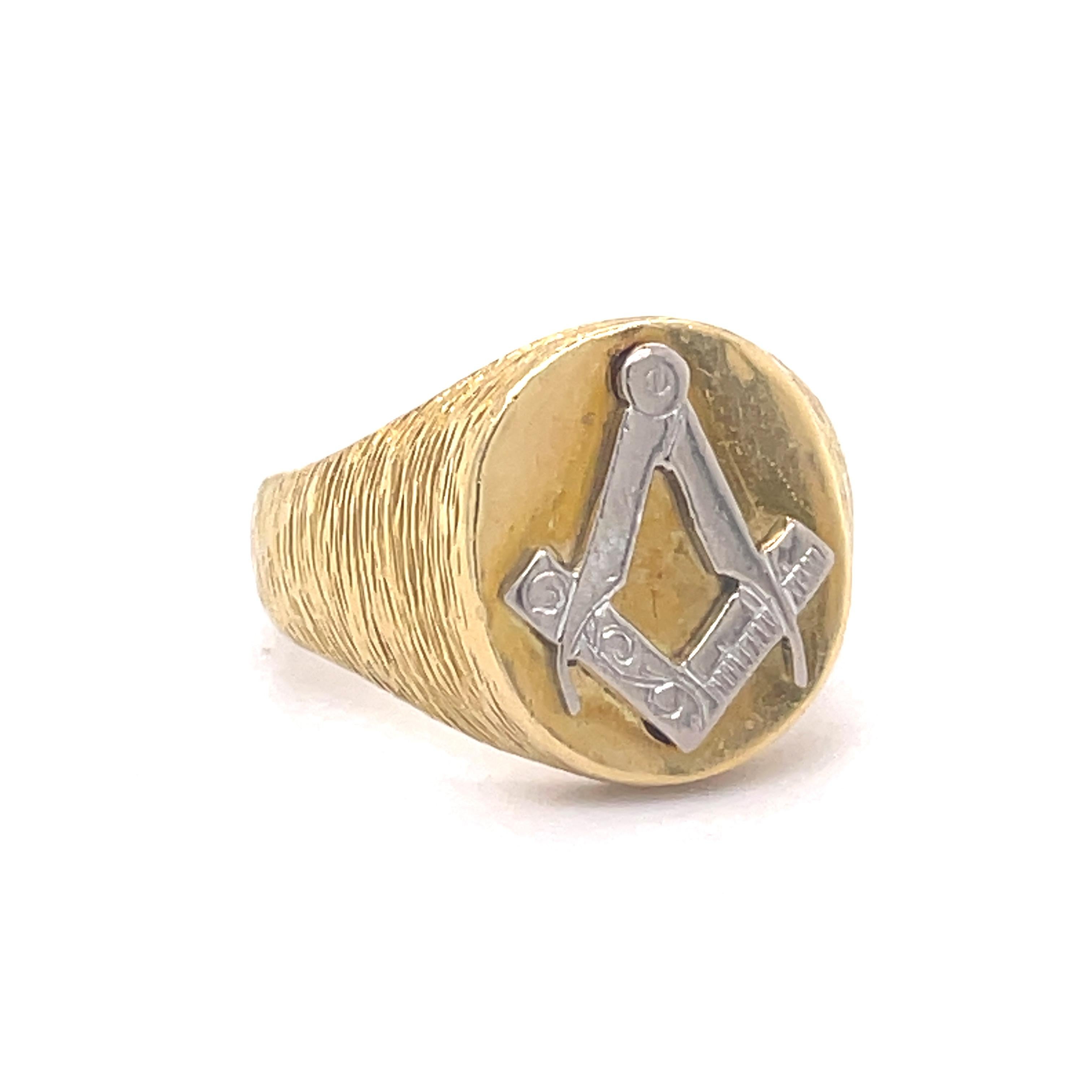 Bague Free Masons rose - Bijoux Kutchinsky, or jaune 18 carats, symbole de freemasons en vente 4
