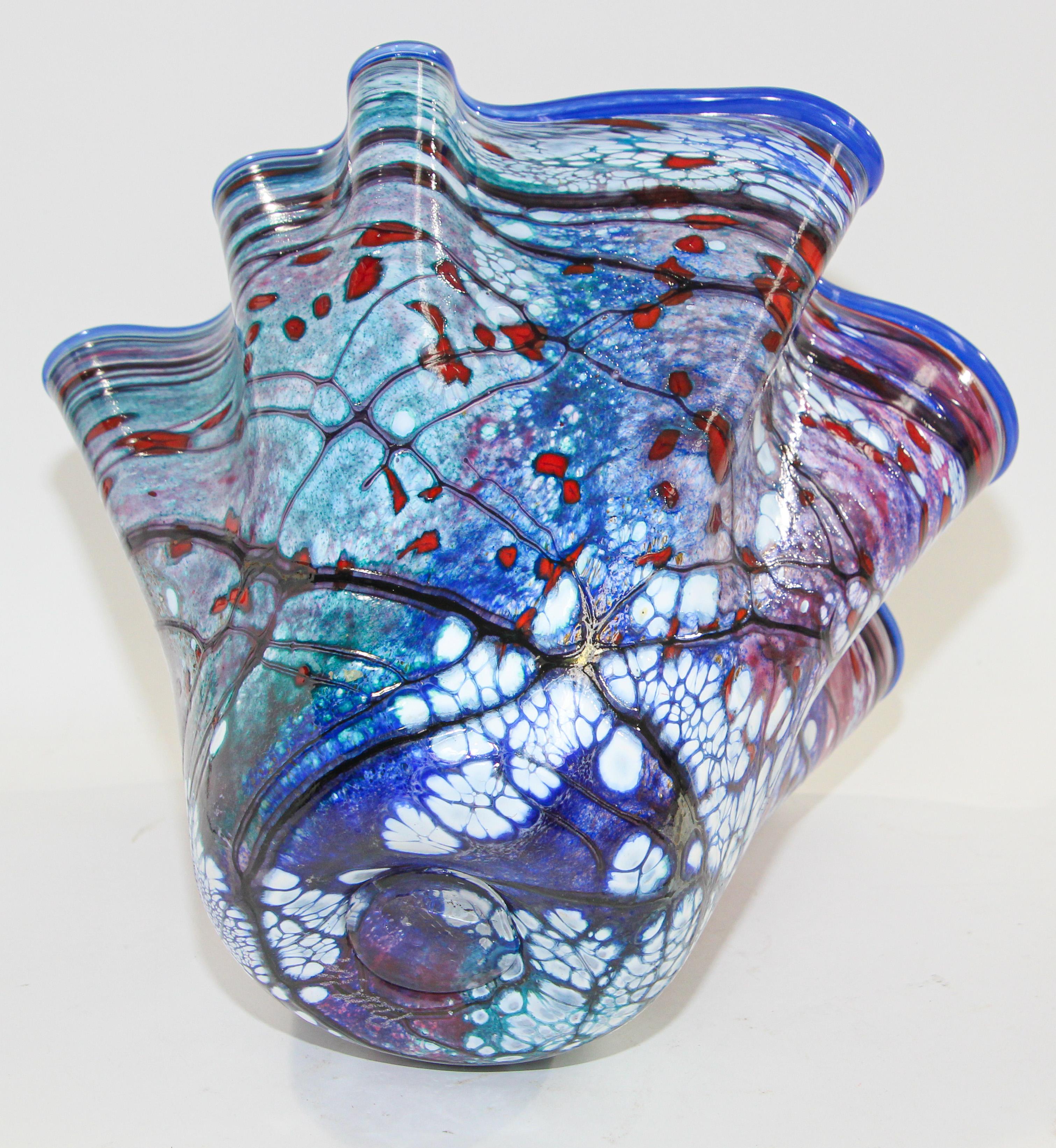 Free Organic Form Signed Blown Art Glass Vase by Bill Kasper 1