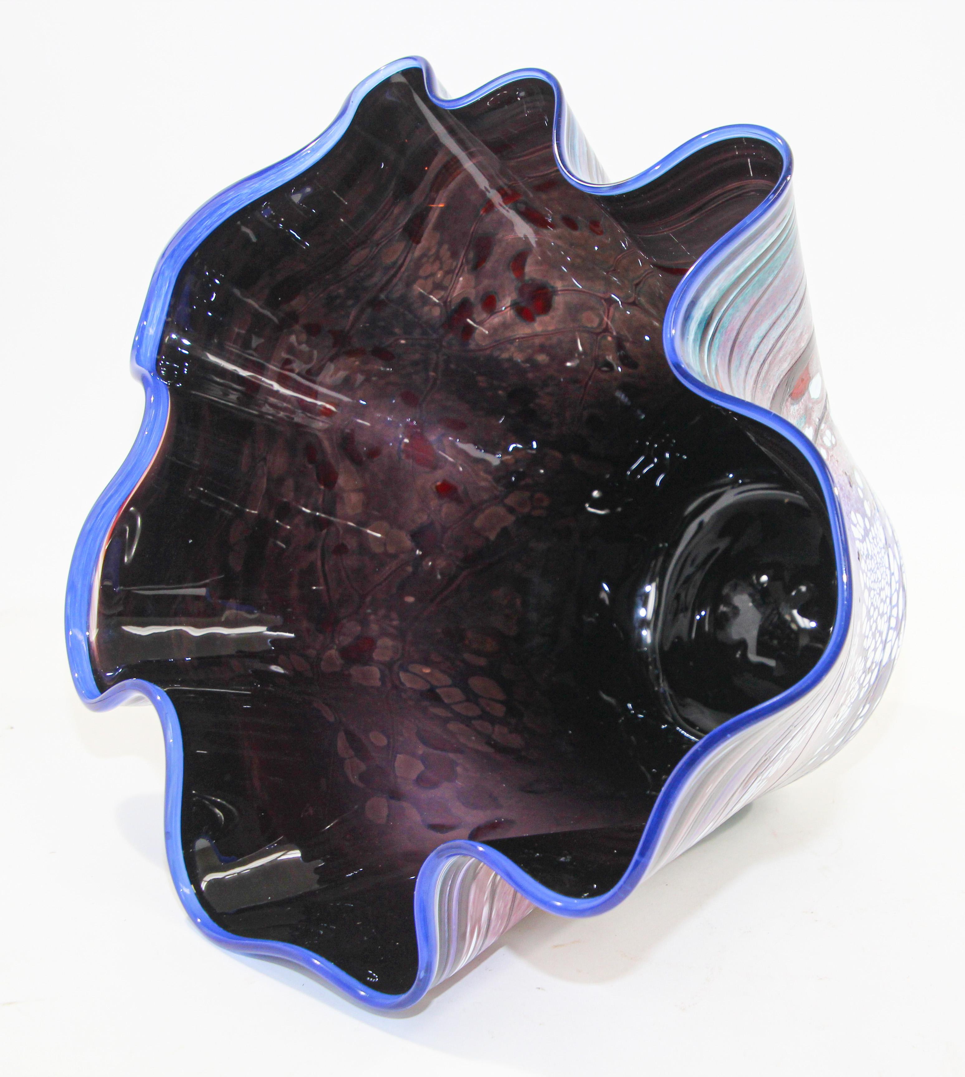 Free Organic Form Signed Blown Art Glass Vase by Bill Kasper 3