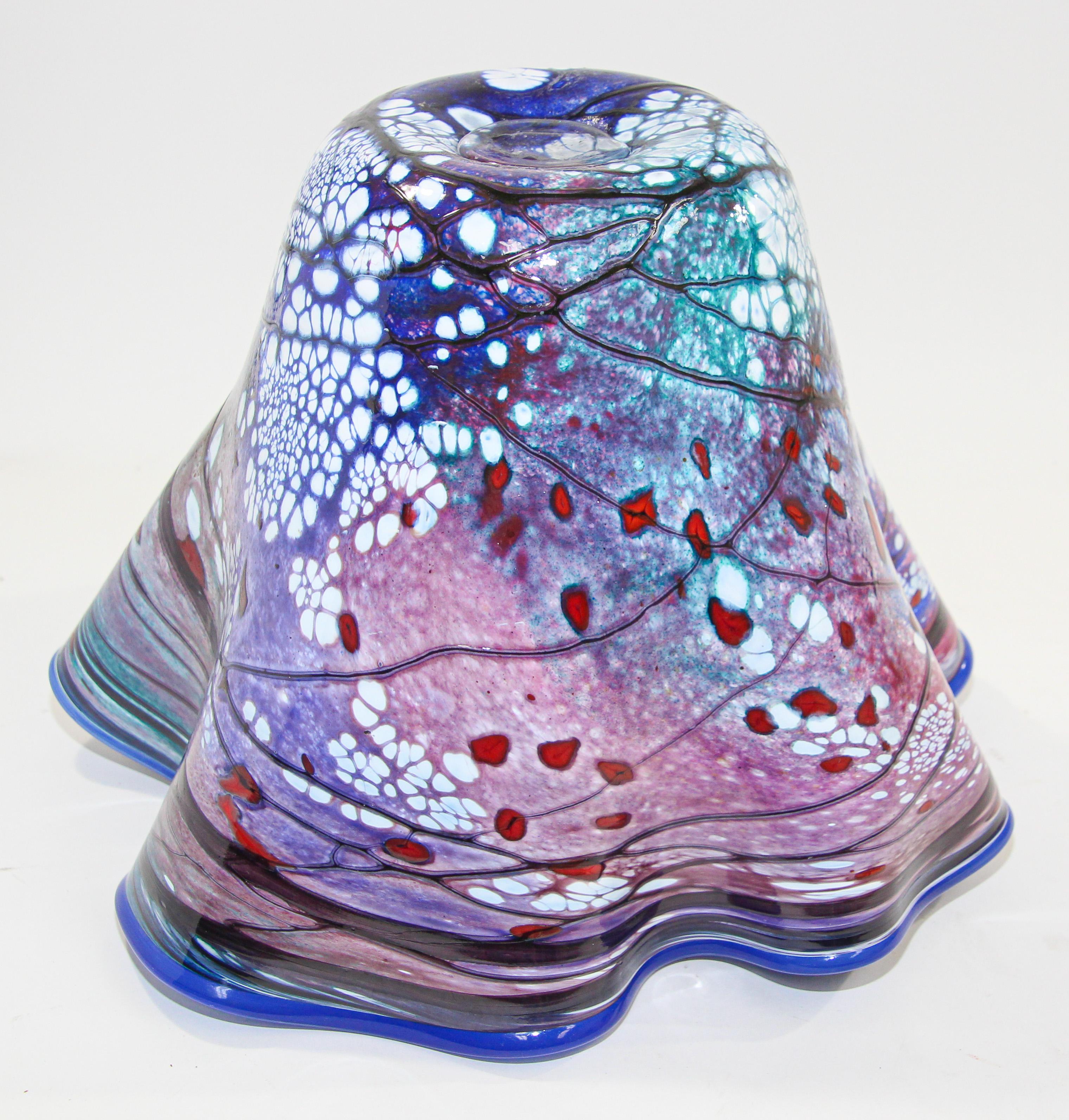 Free Organic Form Signed Blown Art Glass Vase by Bill Kasper 4