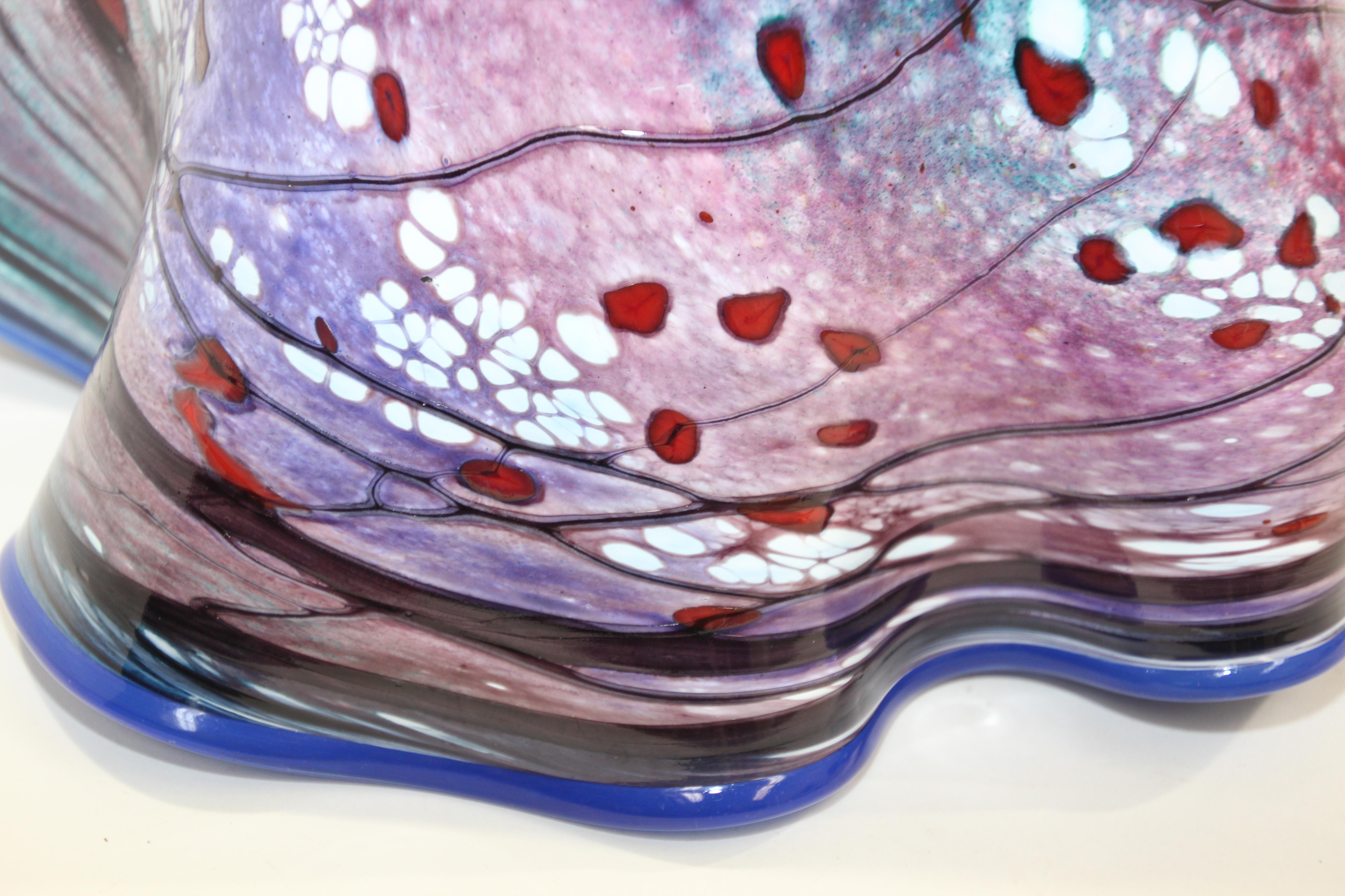 Free Organic Form Signed Blown Art Glass Vase by Bill Kasper 6