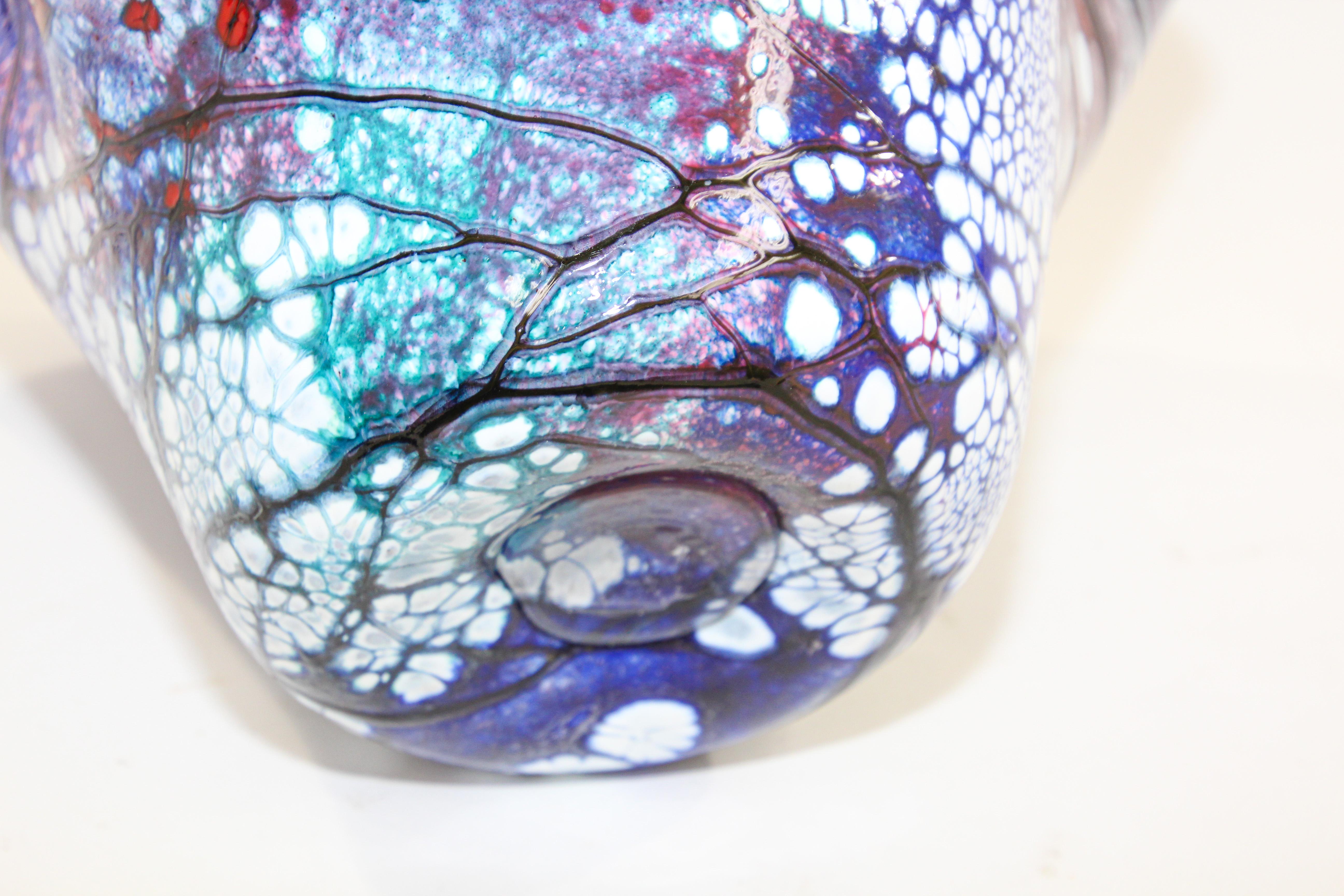 Free Organic Form Signed Blown Art Glass Vase by Bill Kasper 9