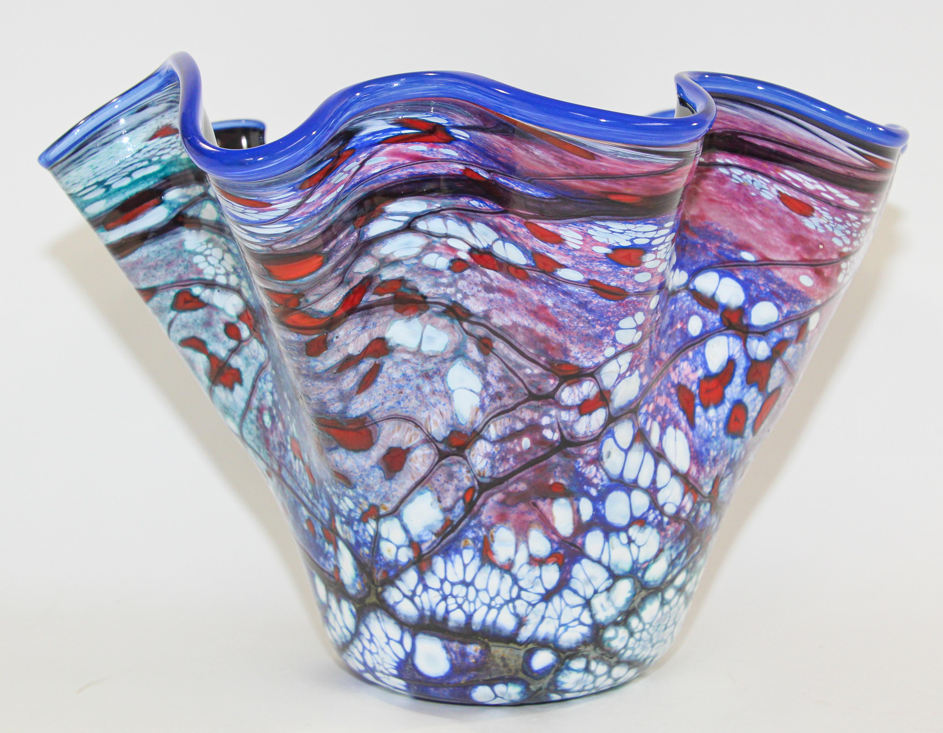 Organic Modern Free Organic Form Signed Blown Art Glass Vase by Bill Kasper