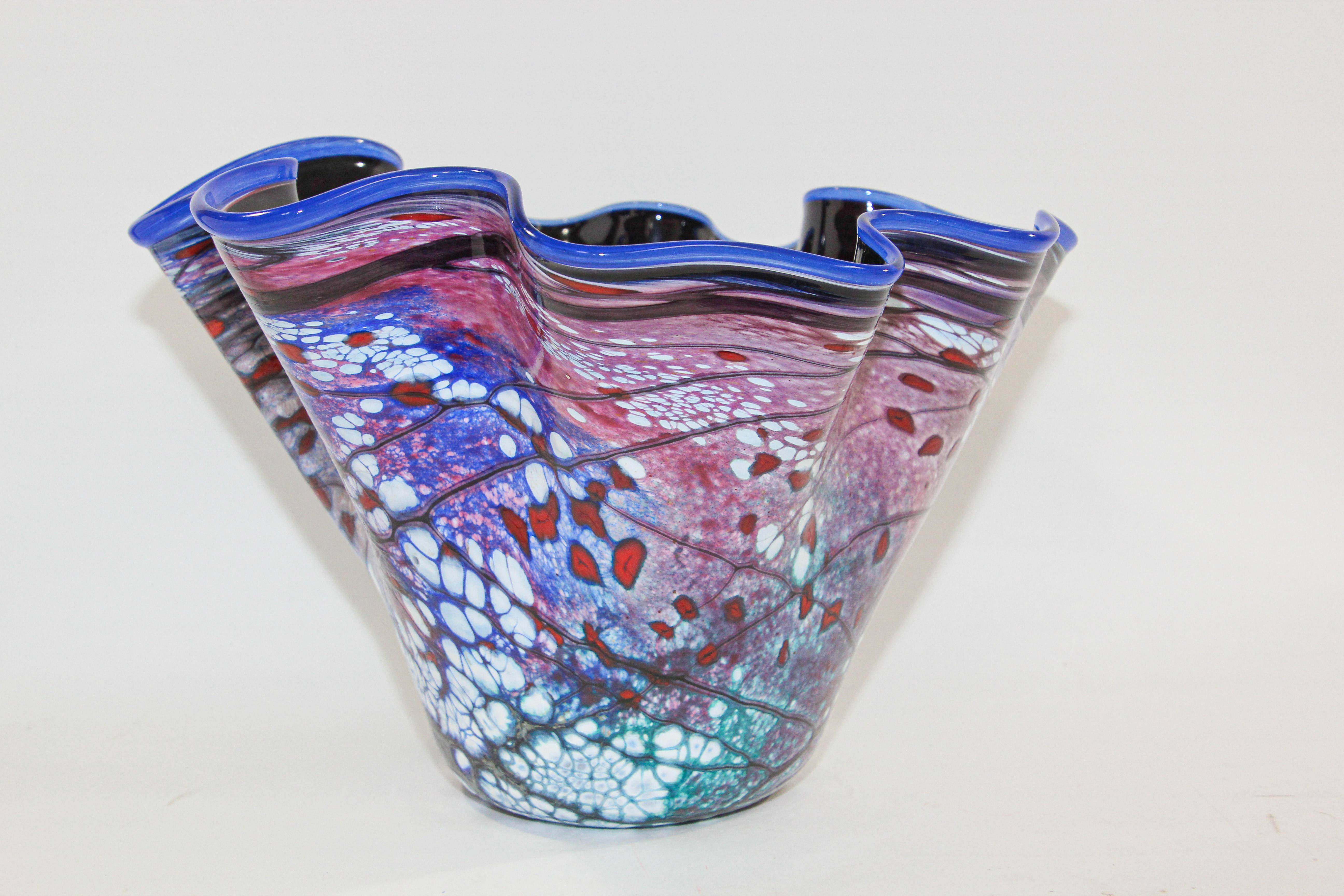 American Free Organic Form Signed Blown Art Glass Vase by Bill Kasper
